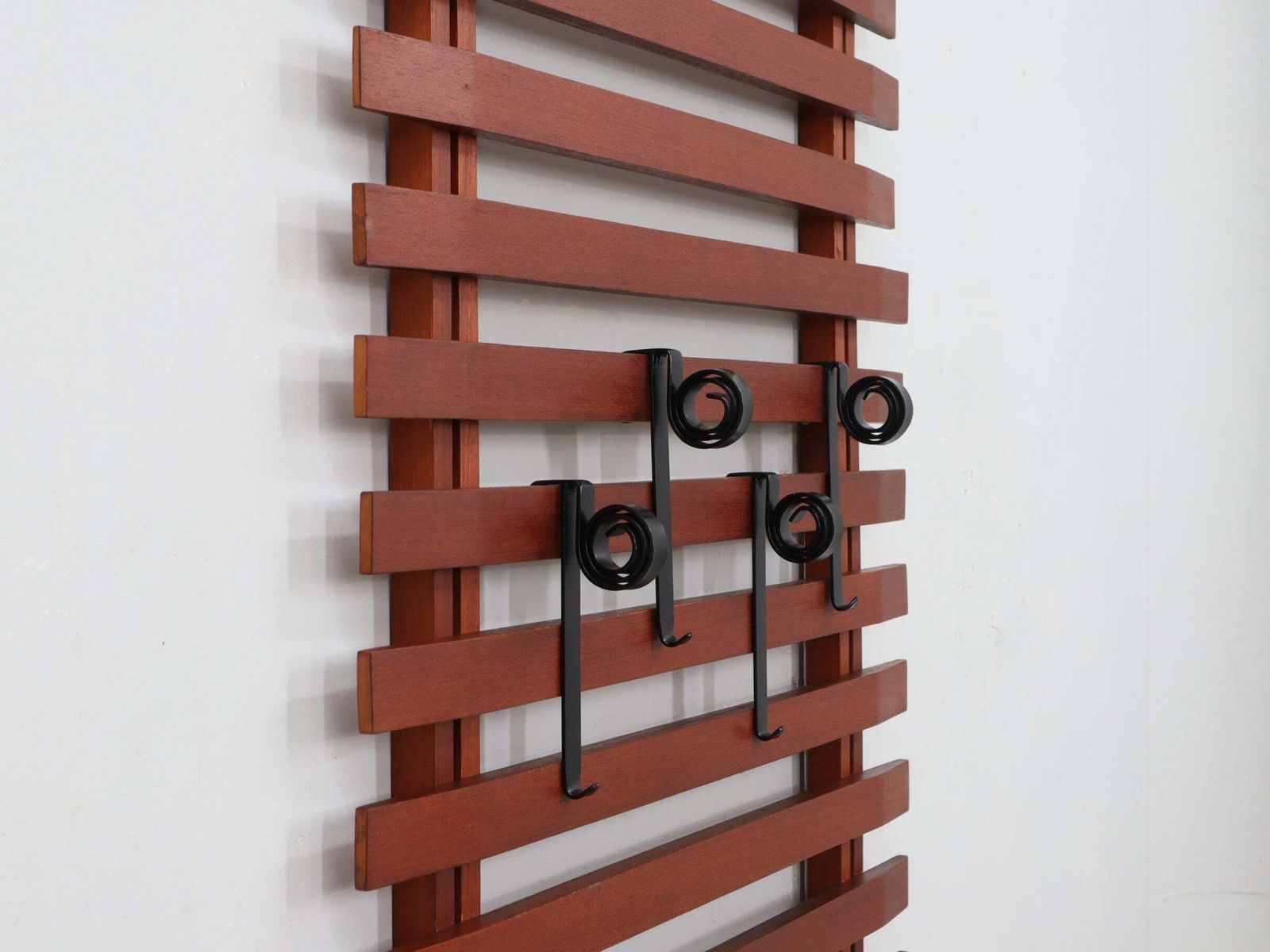 F.Lli Proserpio Mid Century Italian Teak Wall Coat Rack, 1950s photo for sale