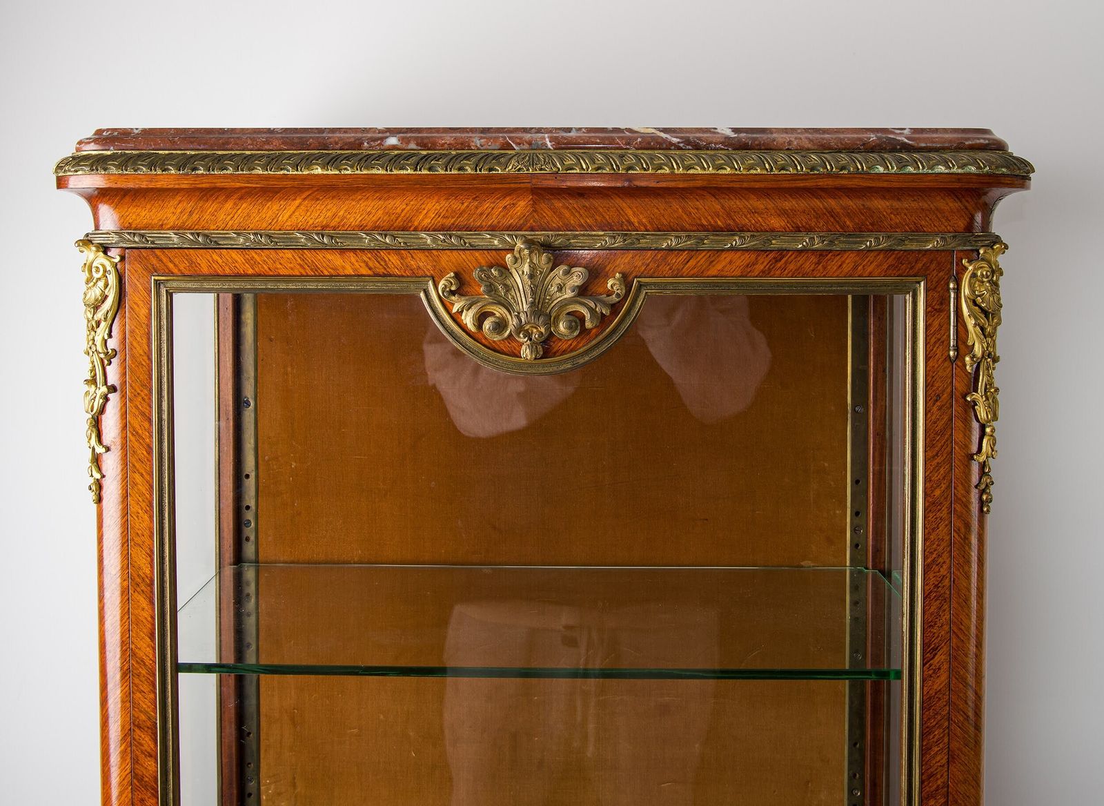 Matched Pair Of 19th Century French Kingwood Vernis Martin Vitrines With Marble Tops photo for sale
