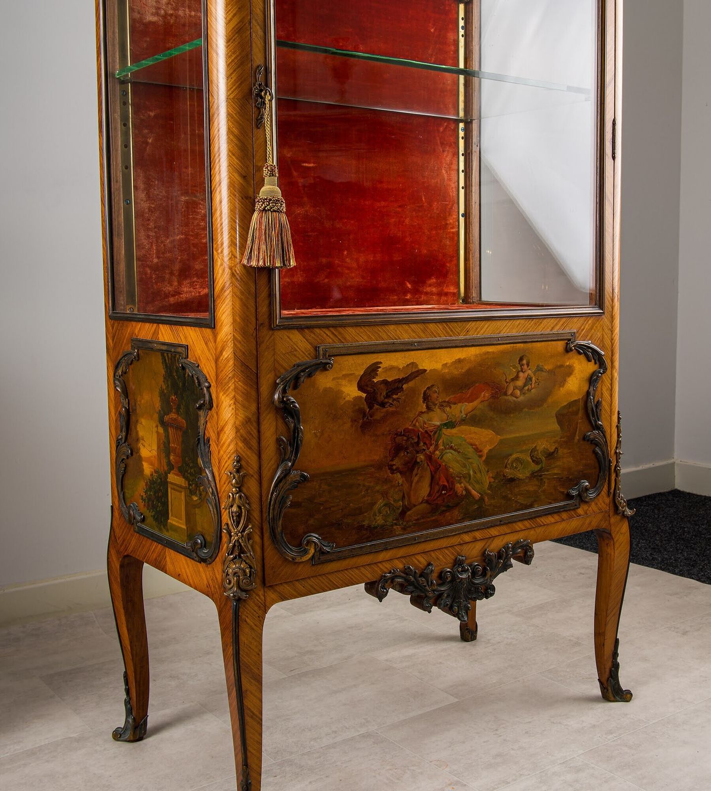 Matched Pair Of 19th Century French Kingwood Vernis Martin Vitrines With Marble Tops photo buy