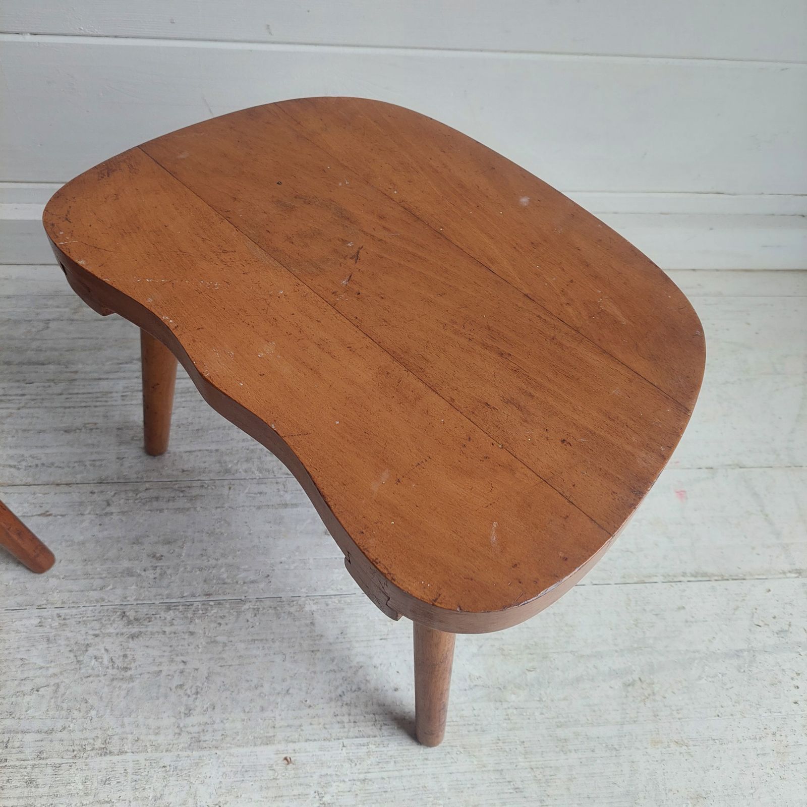 photo vinterior Mid Century Milking Stools Scandinavian Handmade Step Stool Planter Yugoslavia 50s Set Of 2