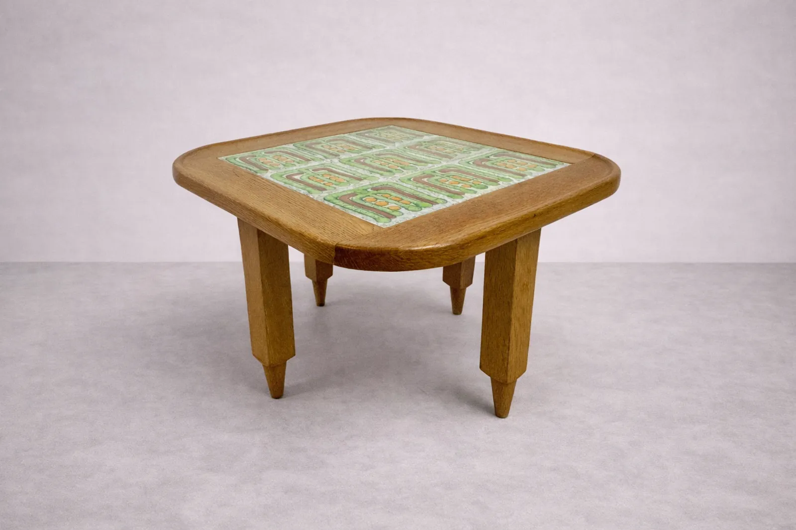 Furniture French Oak Coffee Table With Tiled Top By Guillerme Et Chambron For Votre Maison photo