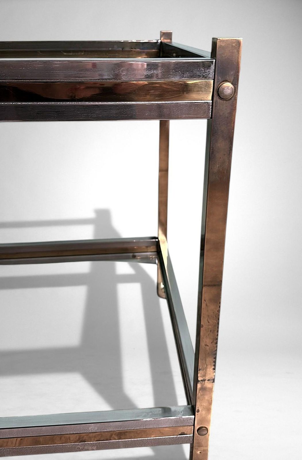photo for sale Romeo Rega Style Italian Brass And Steel Bar Cart