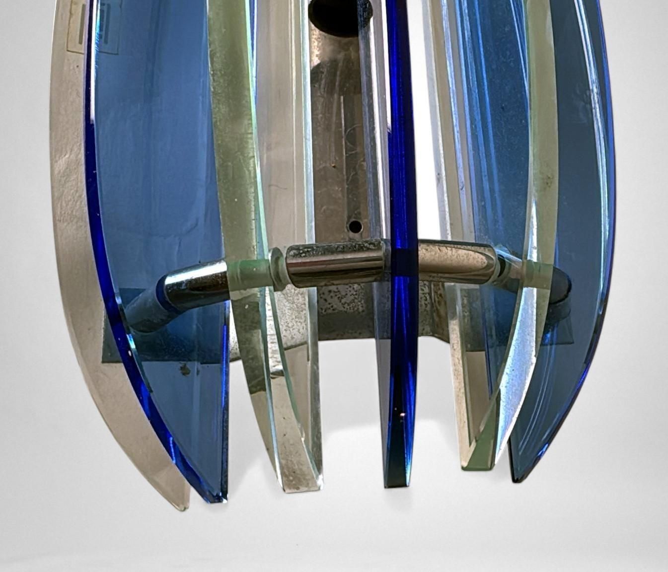 photo vinterior Veca For Fontana Arte Pair Of Italian Wall Sconces Steel And Seven Crystal