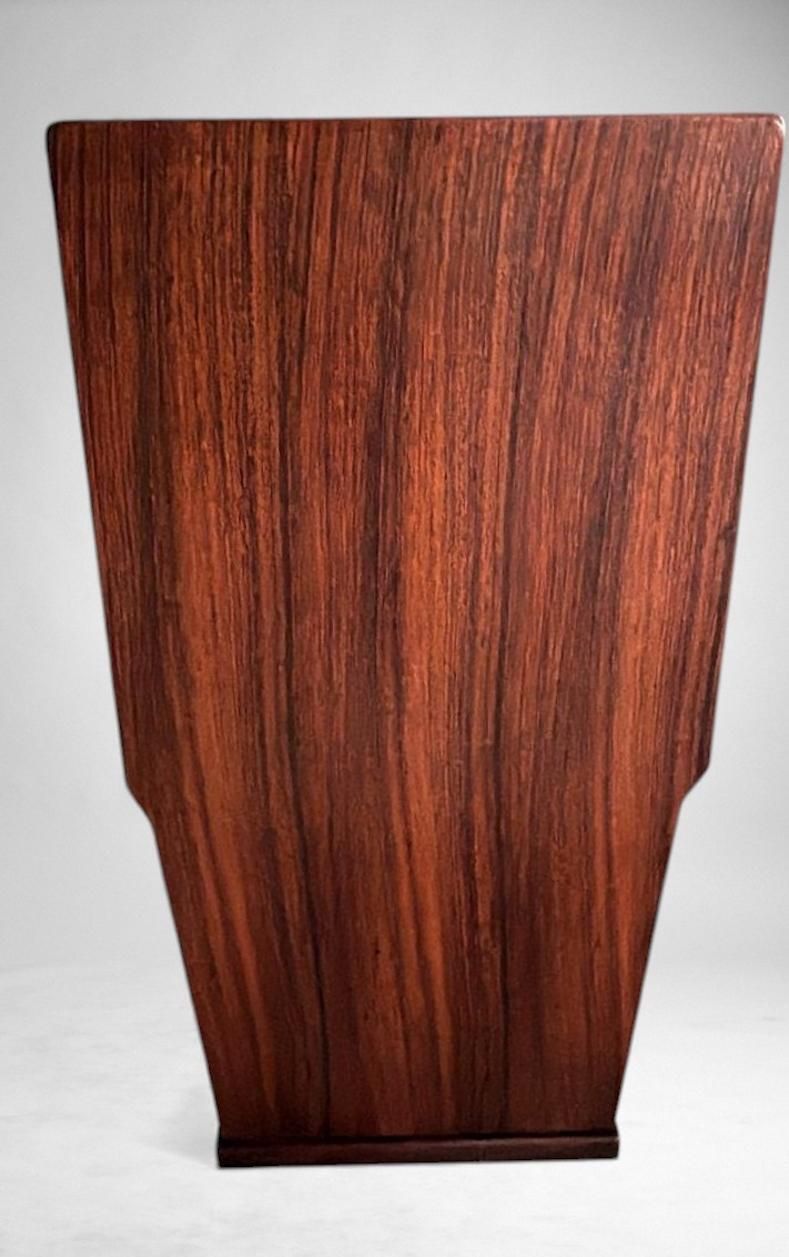 photo furniture Mid Century Modern Italian Console In Red Walnut With Black Glass Top