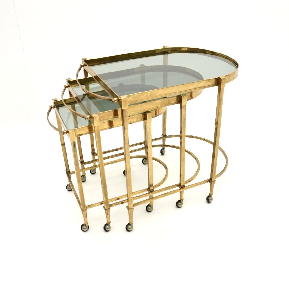 Vintage Italian Nest Of Tables In Brass photo for sale