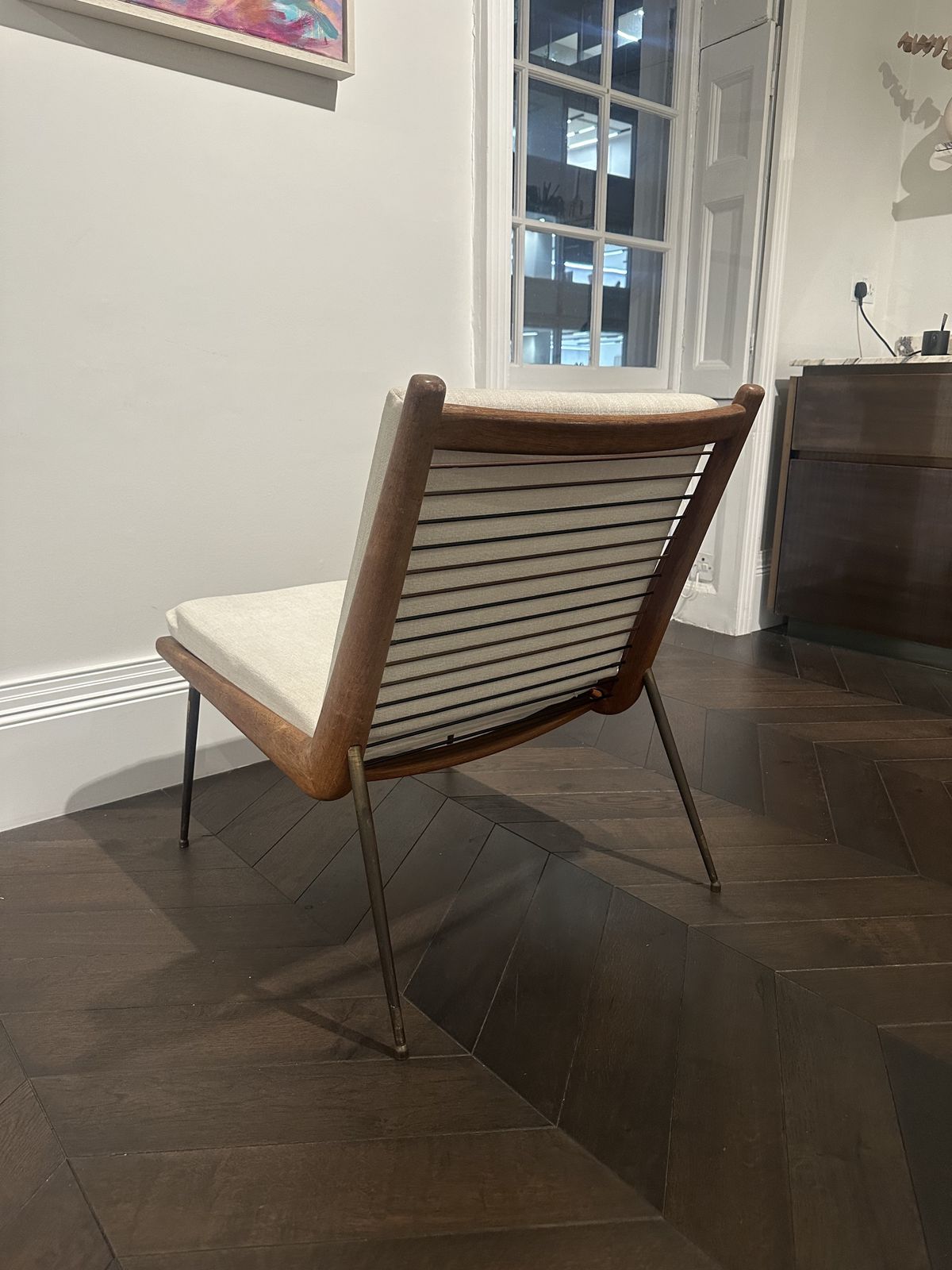 France & Son Fd134 1950's Teak And Brass Boomerang Chair Designed By Hvidt & Mølgaard Hm1 Boomerang Chair photo for sale