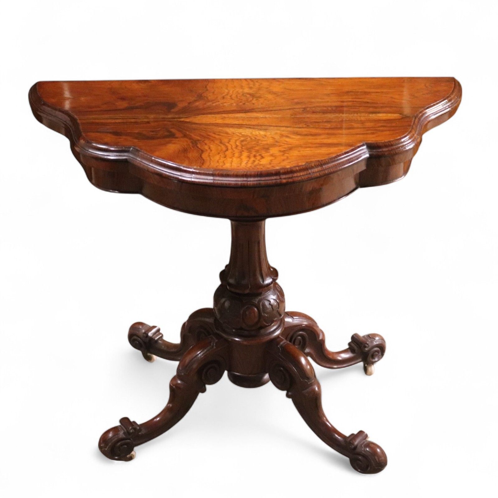 Victorian Antique Rosewood Card Table 19thc Fold Over Swivel Games Table photo Furniture