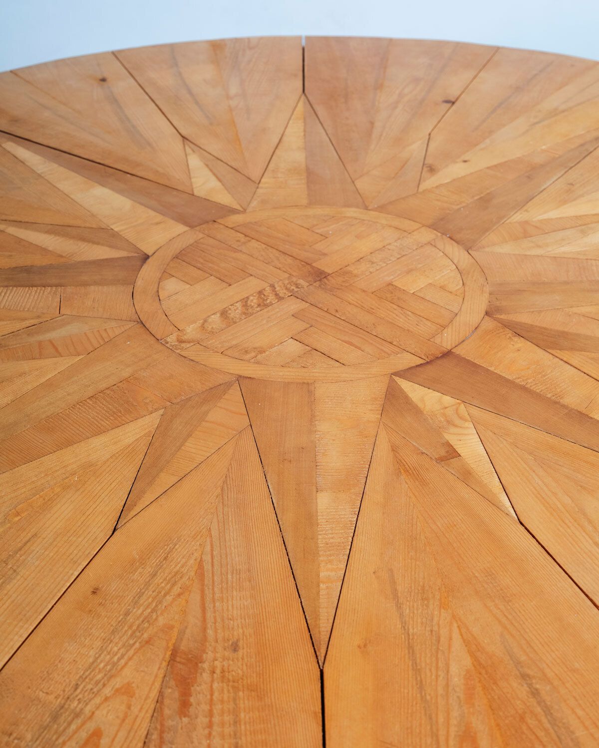 Mario Ceroli La Rosa Dei Venti Table In Pinewood With Inlays By Poltronova 1970s photo for sale