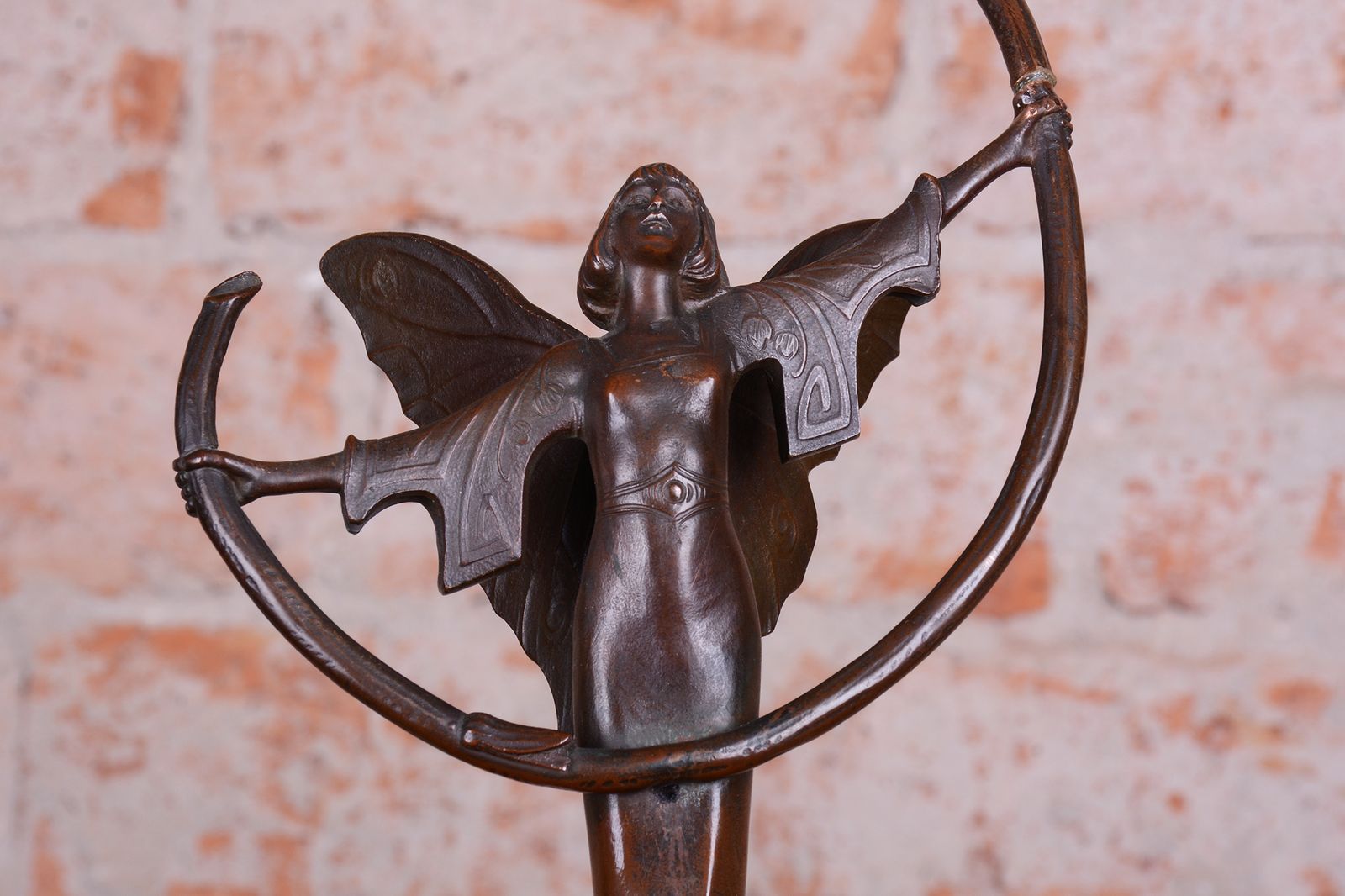 Original Art Nouveau Table Lamp, Brass, Textile Lampshade, Austria, 1910s photo Lighting