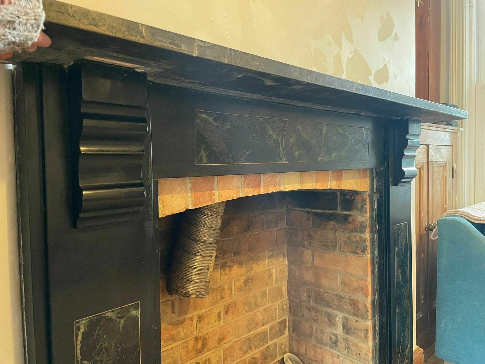 Edwardian Marbleised Slate Fire Surround With Corbels photo vinterior