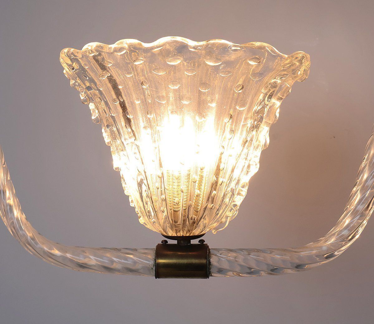 Vintage Murano Glass Pendant Lamp By Ercole Barovier For Barovier & Toso, 1940s photo Lighting