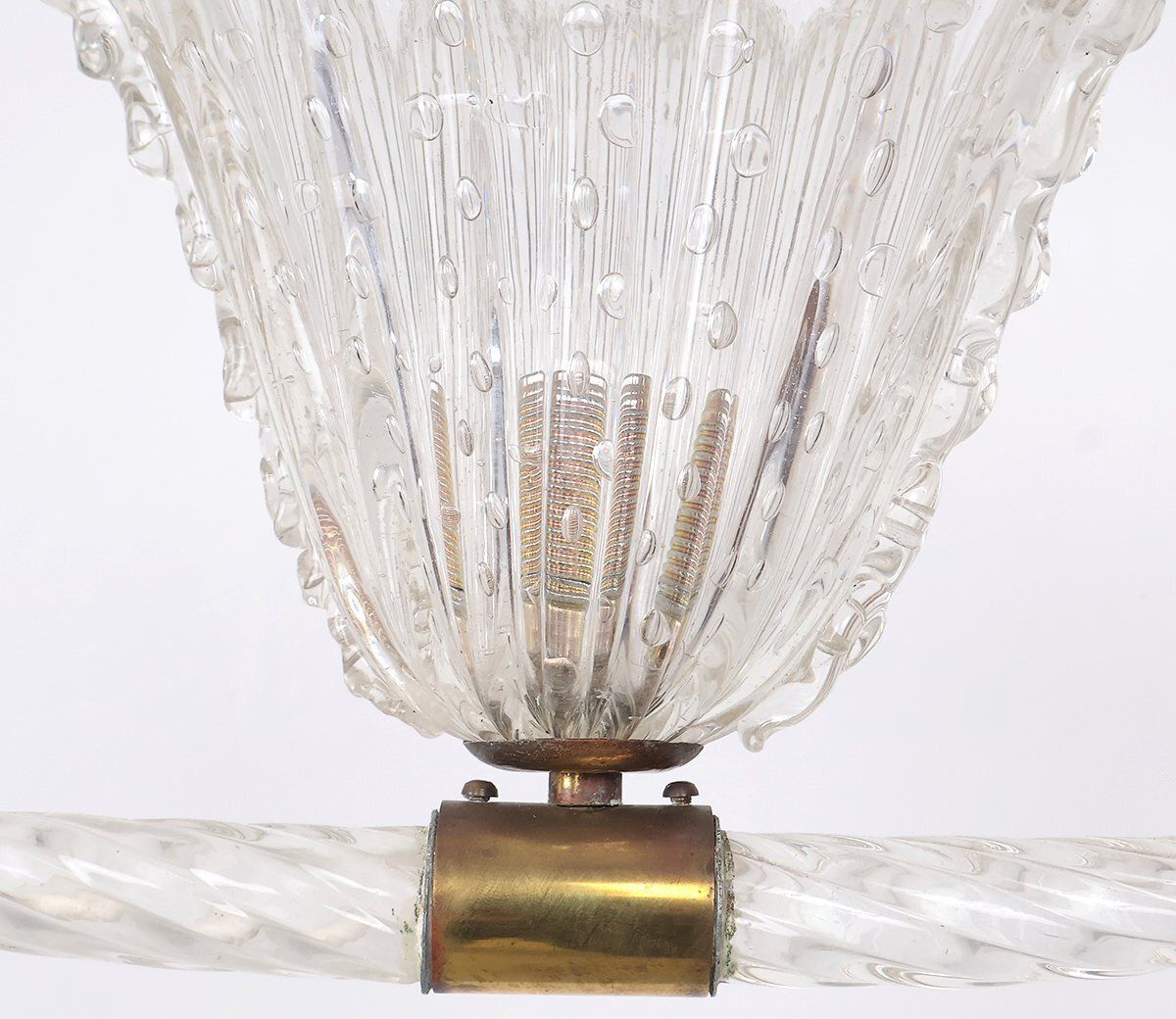 Vintage Murano Glass Pendant Lamp By Ercole Barovier For Barovier & Toso, 1940s photo vintage