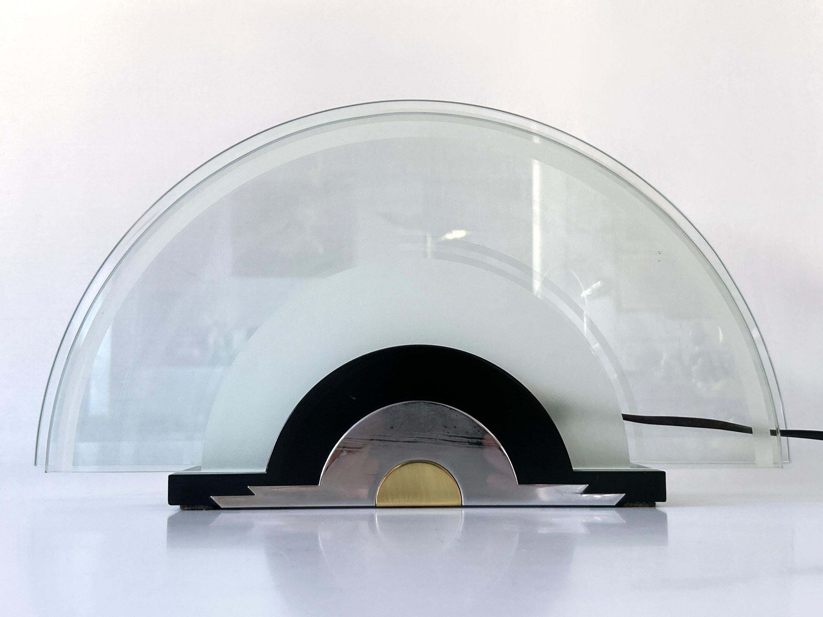 Lighting Rare Postmodern Table Lamp 'Rising Sun' By Metalarte Spain 1980s photo