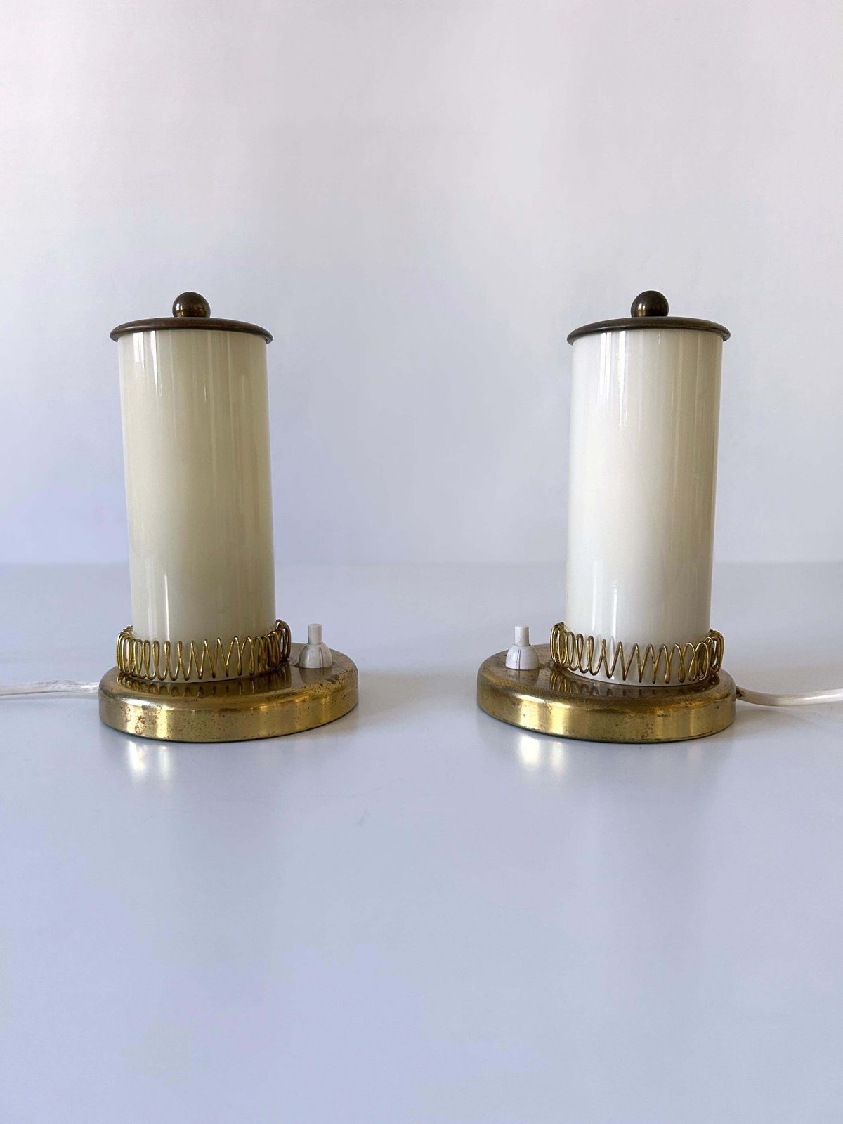 Set Of Two Lovely Mid Century Modern Bedside Table Lamps Germany 1950s photo vintage