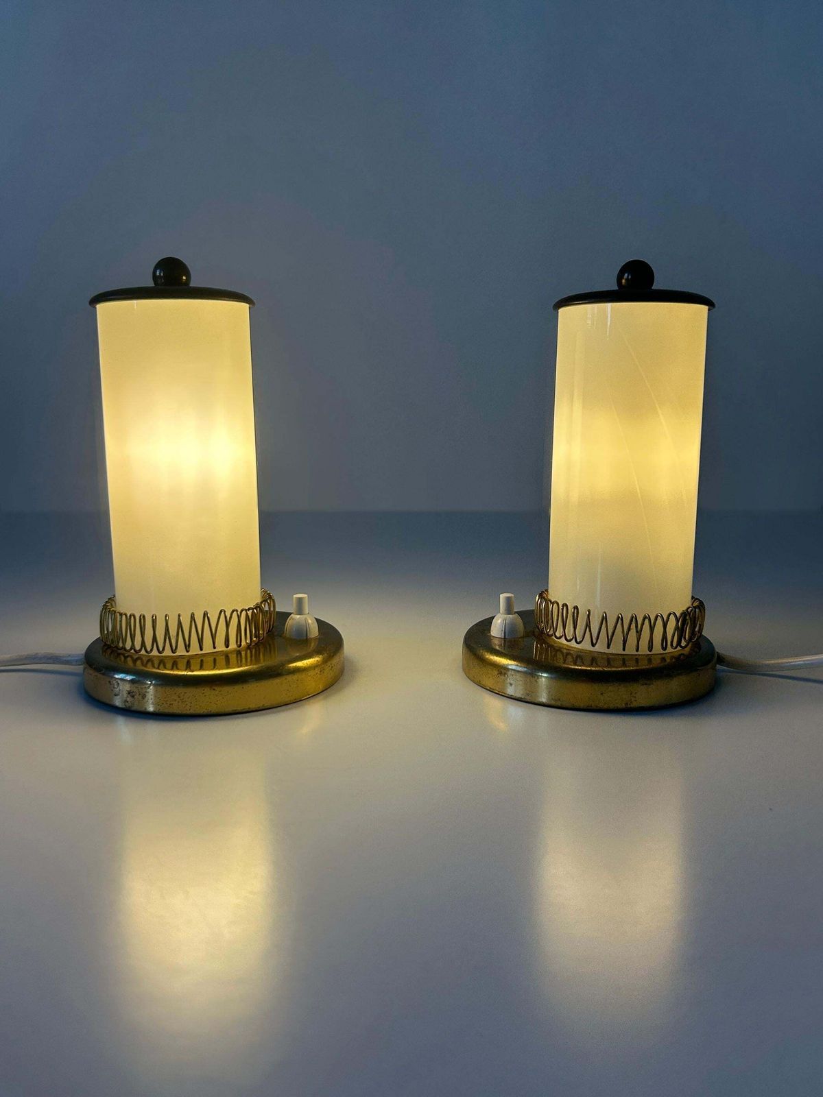 photo furniture Set Of Two Lovely Mid Century Modern Bedside Table Lamps Germany 1950s