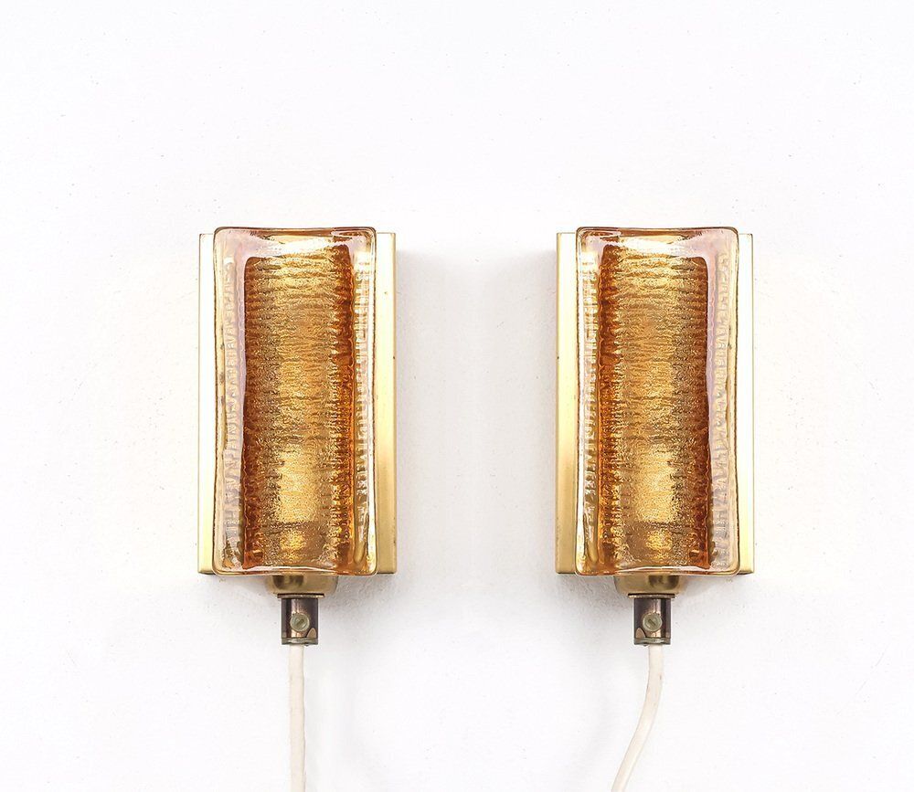 Vitrika Atlantic Brass And Glass Wall Lamps, 1960s, Set Of 2 photo furniture
