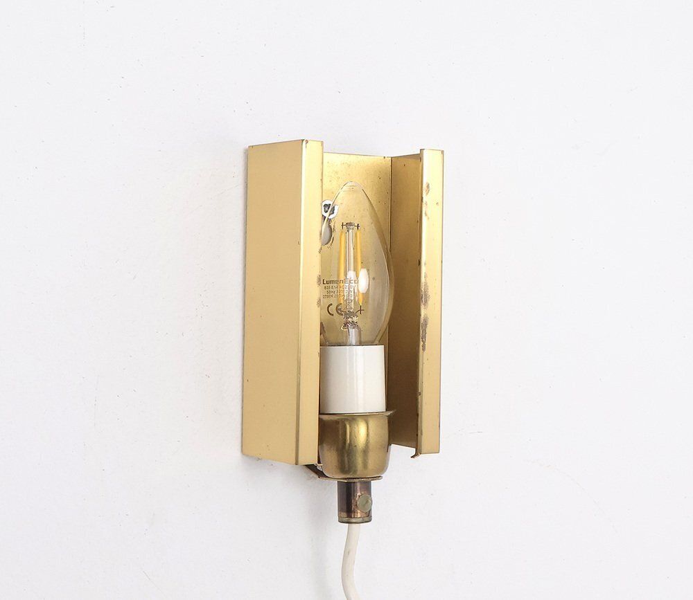 photo for sale Vitrika Atlantic Brass And Glass Wall Lamps, 1960s, Set Of 2