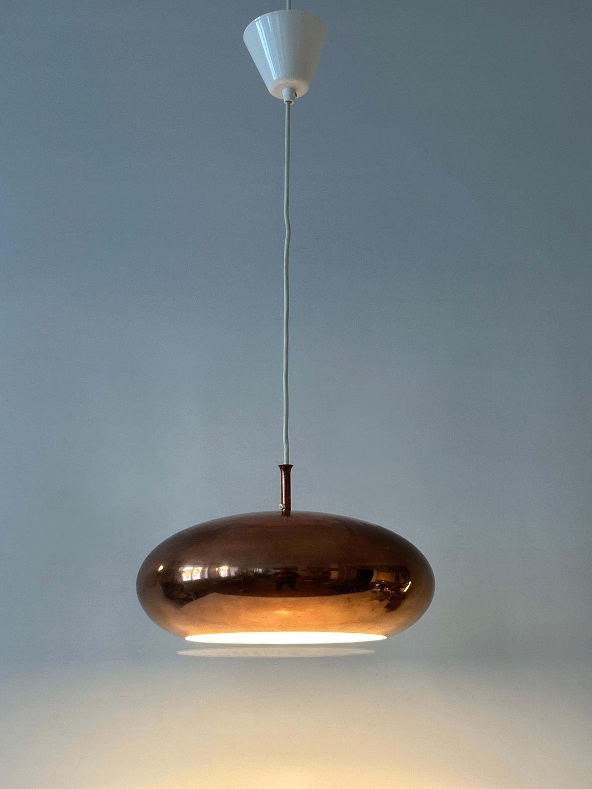 Elegant Mid Century Copper Pendant Lamp By Falkenbergs Belysning Sweden 1960s photo for sale