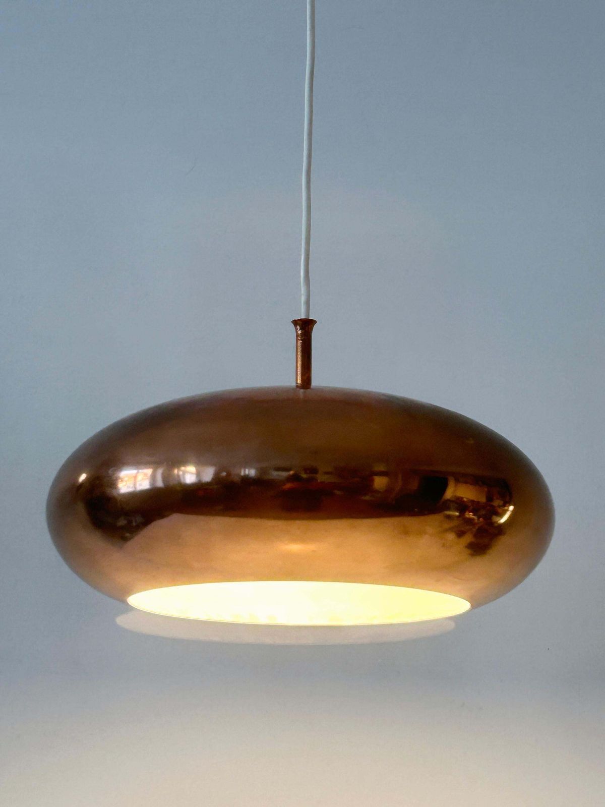 Elegant Mid Century Copper Pendant Lamp By Falkenbergs Belysning Sweden 1960s photo vinterior