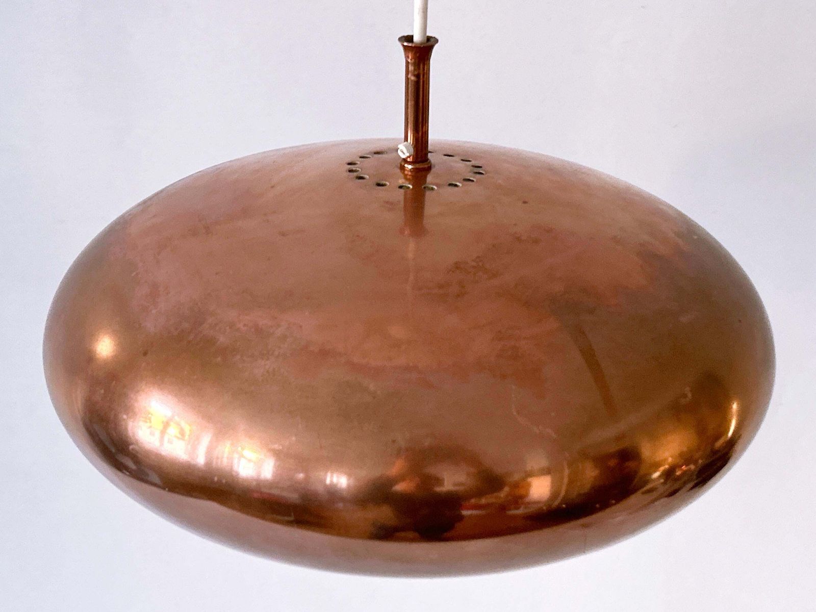 photo vintage Elegant Mid Century Copper Pendant Lamp By Falkenbergs Belysning Sweden 1960s