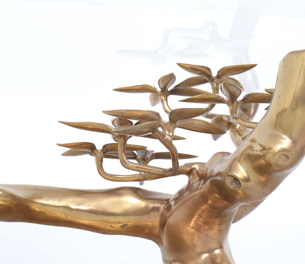 Brass And Glass Bonsai Coffee Table Attributed To Willy Daro, 1970s photo vintage