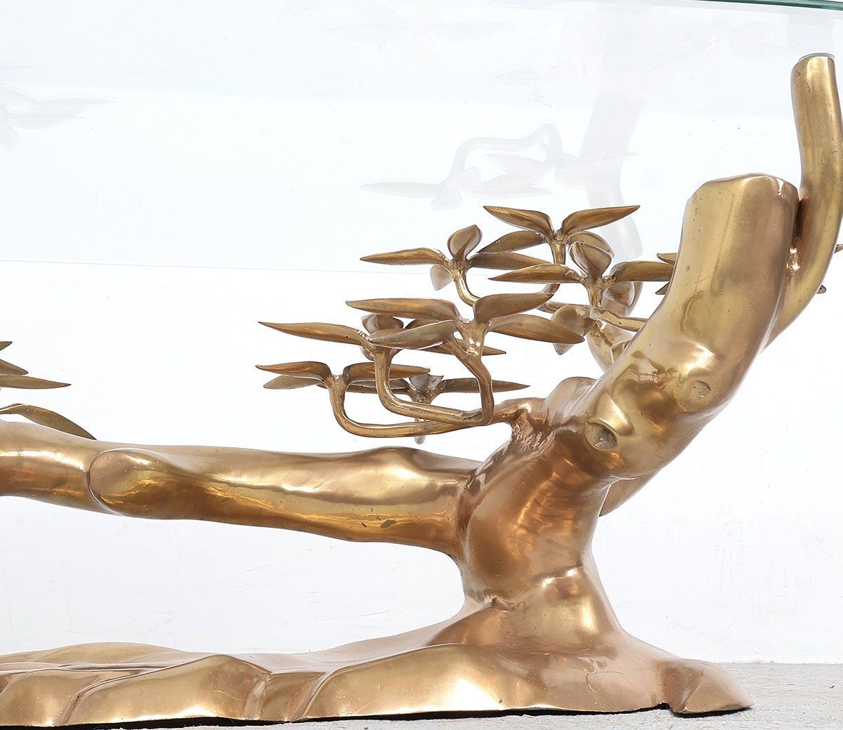 photo furniture Brass And Glass Bonsai Coffee Table Attributed To Willy Daro, 1970s