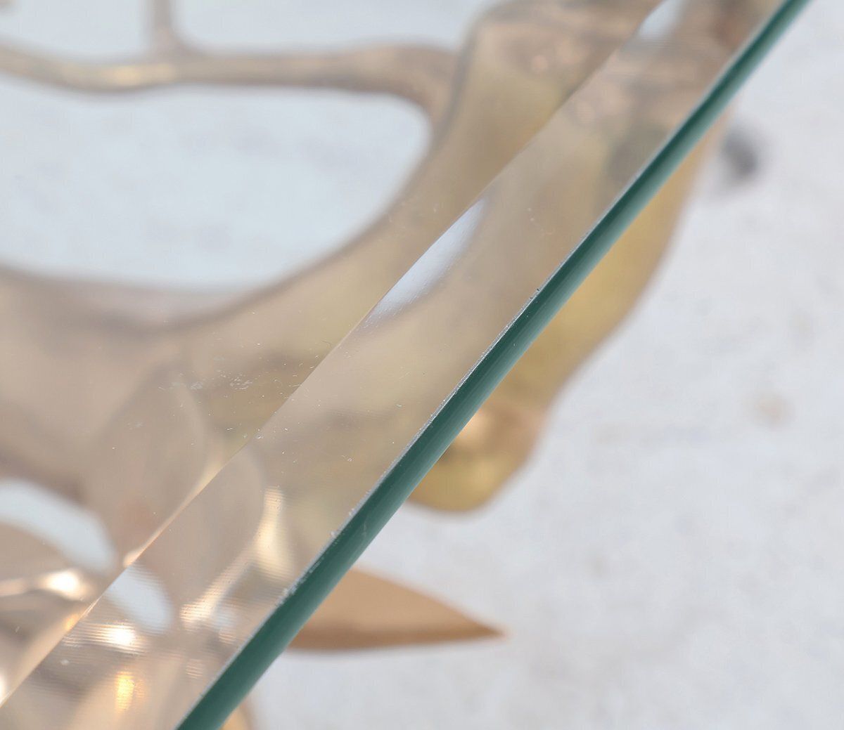 photo for sale Brass And Glass Bonsai Coffee Table Attributed To Willy Daro, 1970s