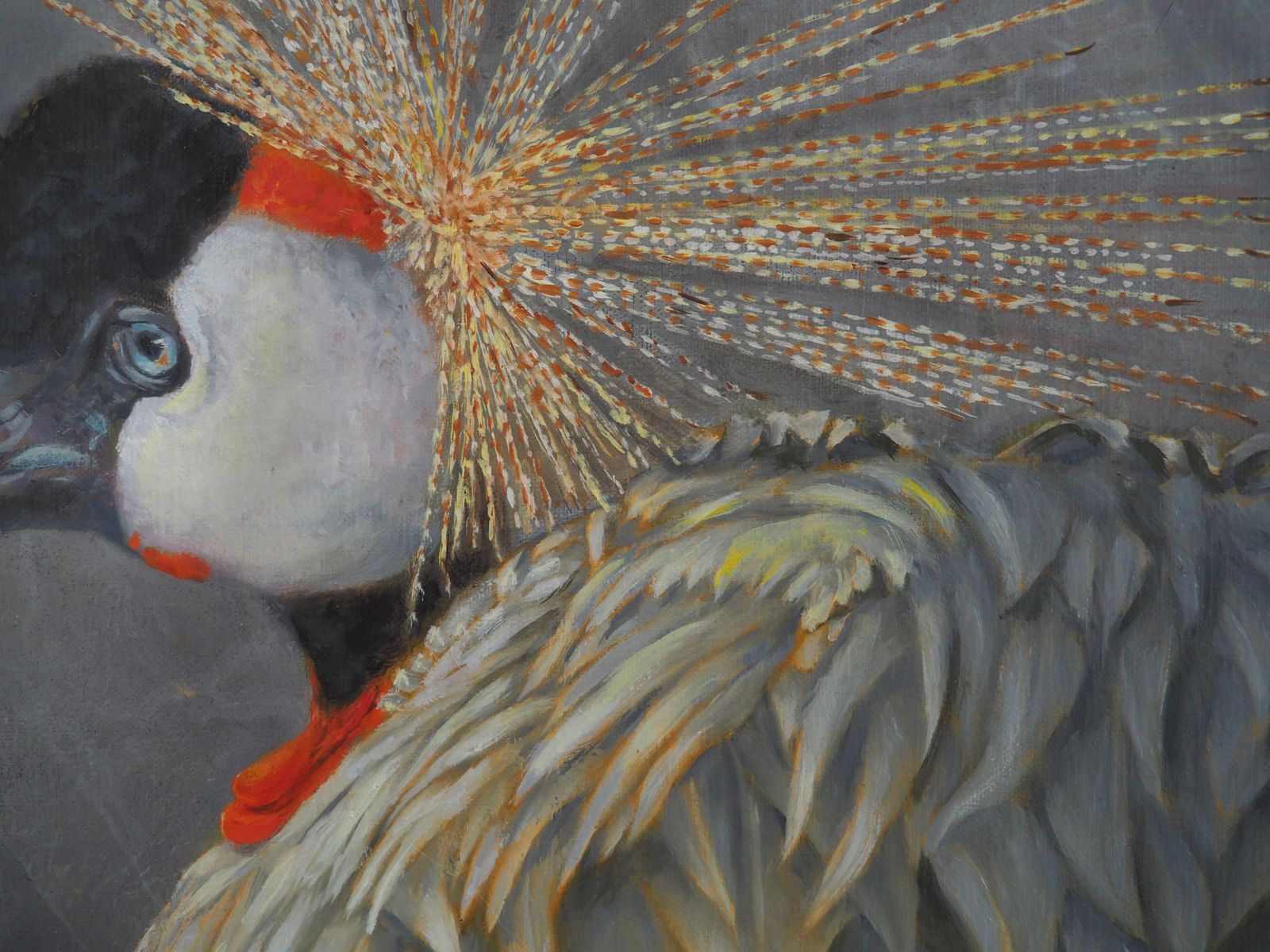 Sylvie Ajacques Crowned Crane Oil On Canvas By Sylvie Ajacques2025 photo vintage