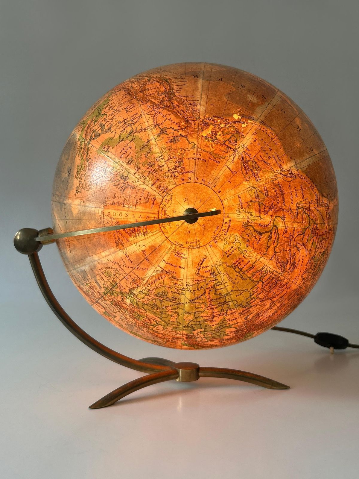 Lighting Rare Glass Earth Globe Or Table Lamp By Columbus Verlag   Paul Oestergaard 1960s photo