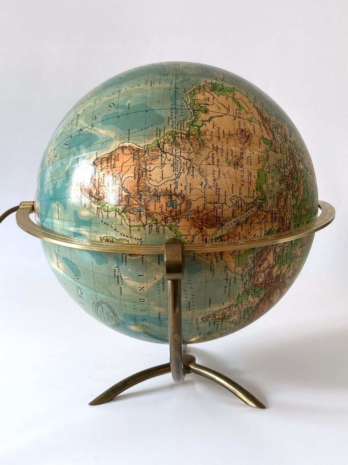 photo buy Rare Glass Earth Globe Or Table Lamp By Columbus Verlag   Paul Oestergaard 1960s