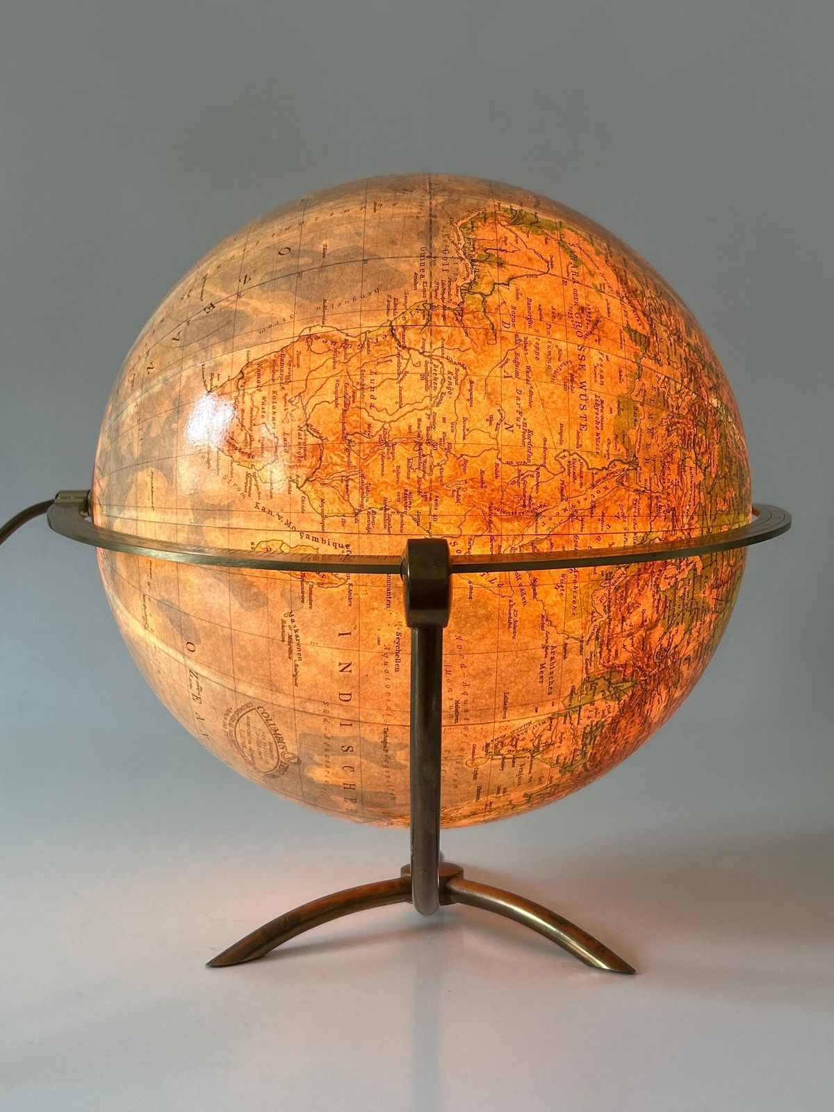 photo vintage Rare Glass Earth Globe Or Table Lamp By Columbus Verlag   Paul Oestergaard 1960s