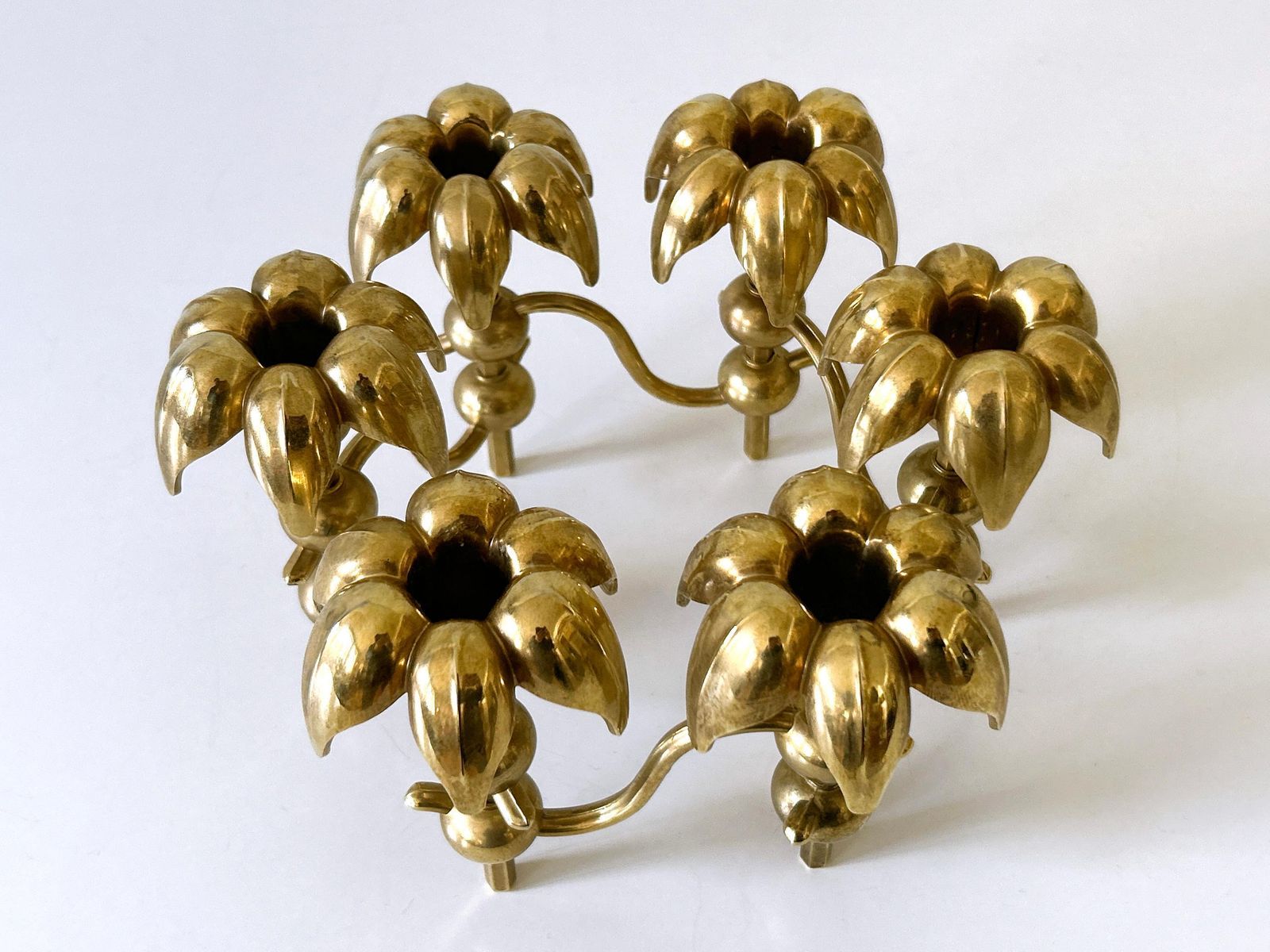 Rare Mid Century Gilt Brass Candle Holder 'Palm Leaves' By  Bmf Nagel, Germany photo furniture