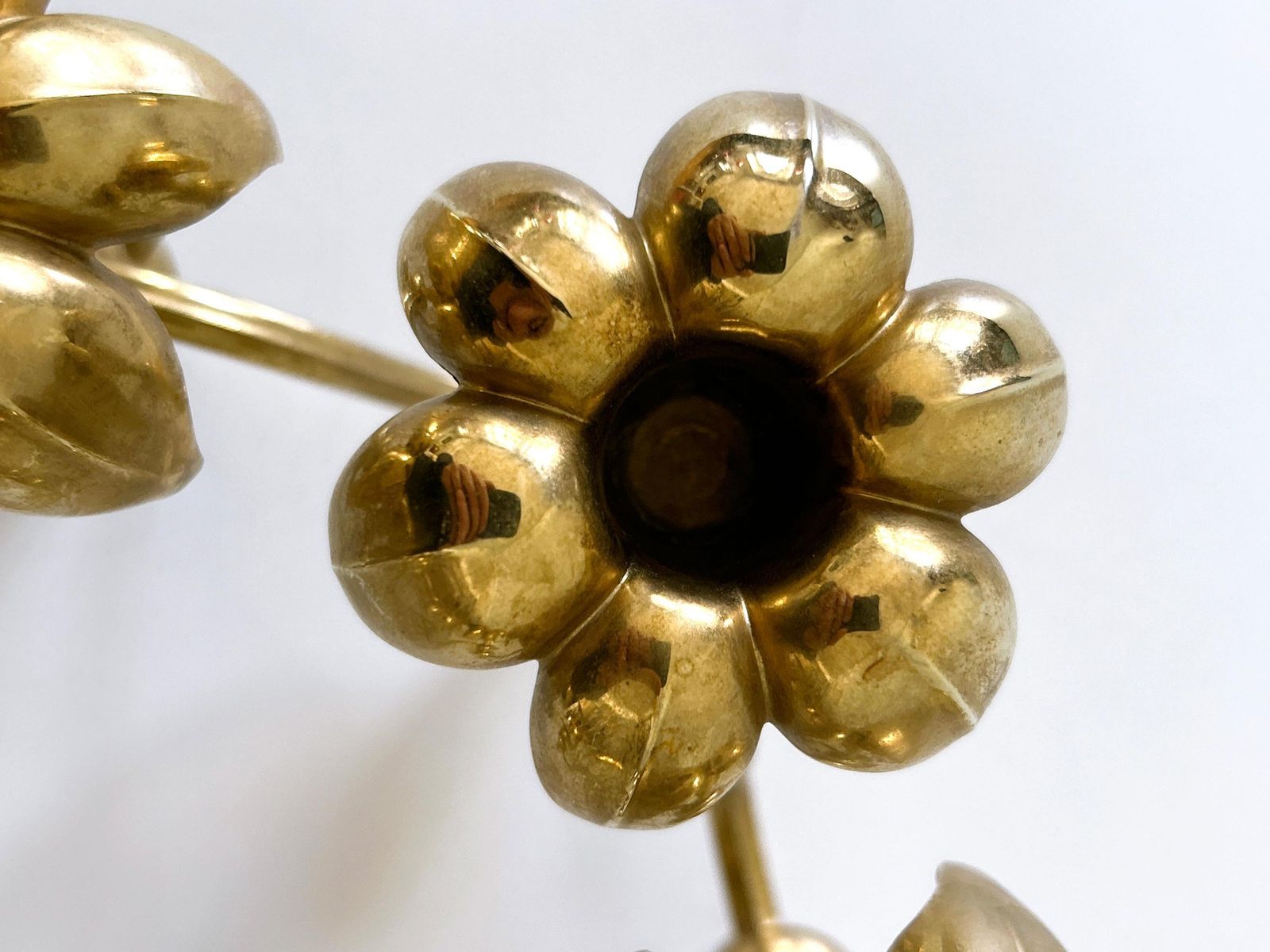 photo vinterior Rare Mid Century Gilt Brass Candle Holder 'Palm Leaves' By  Bmf Nagel, Germany