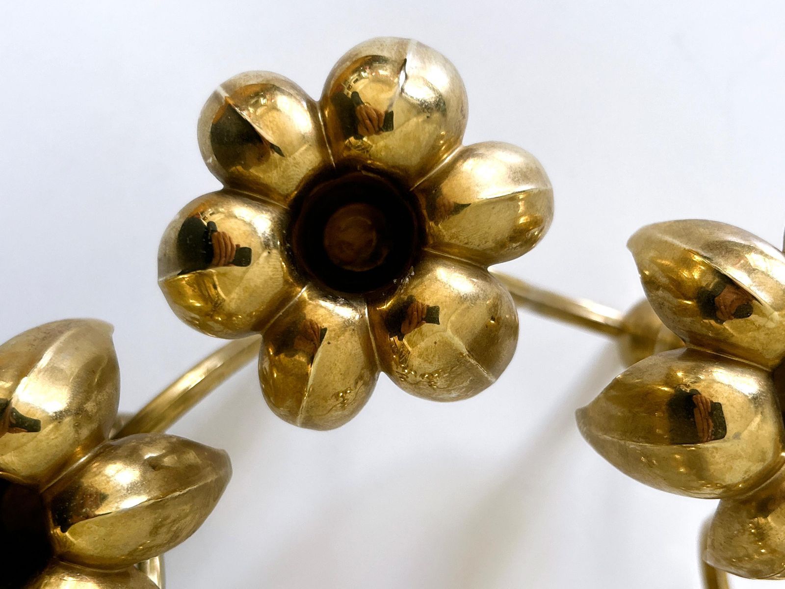 photo buy Rare Mid Century Gilt Brass Candle Holder 'Palm Leaves' By  Bmf Nagel, Germany