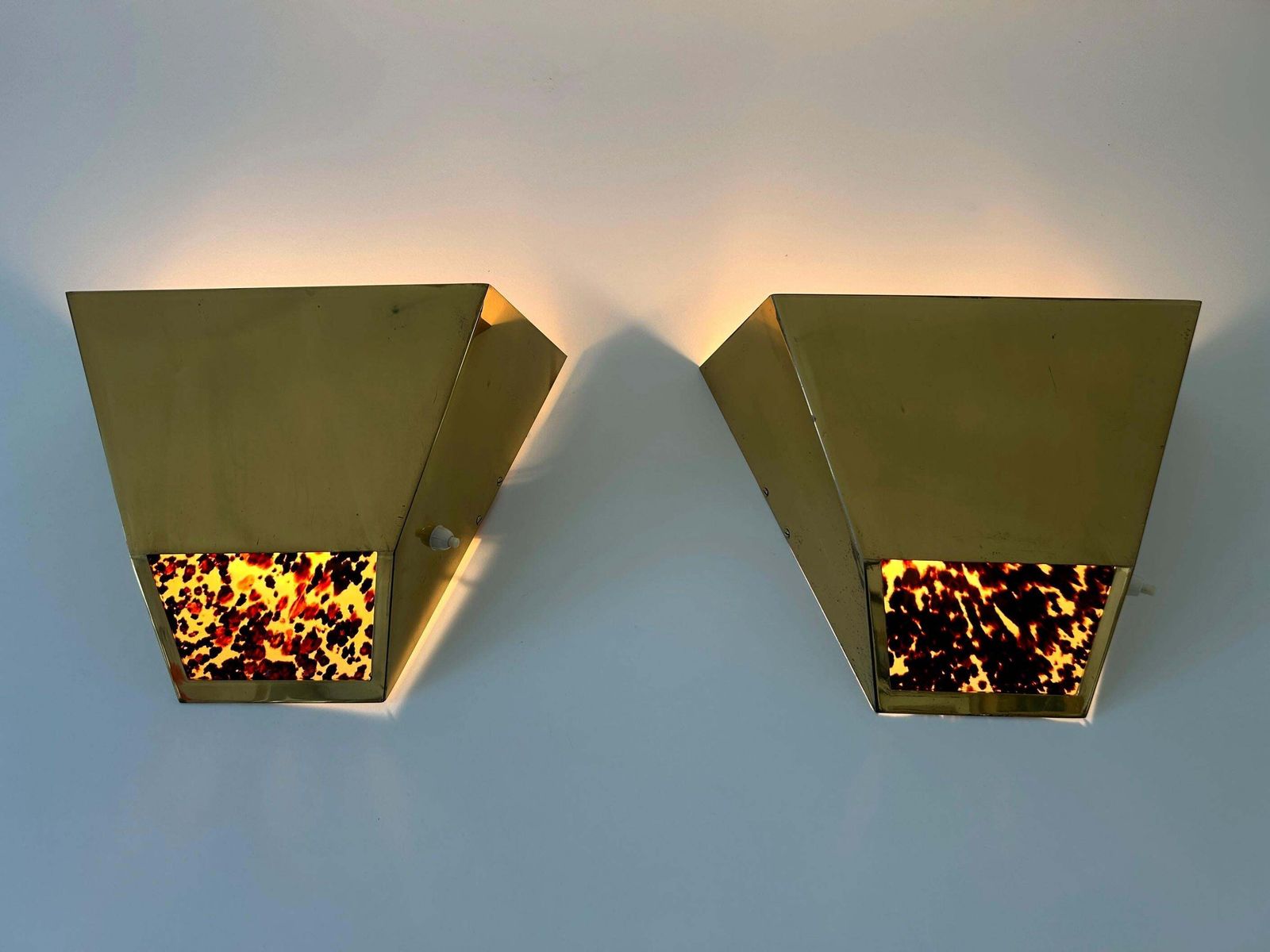 Set Of Two Elegant Mid Century Brass Sconces By Vereinigte Werkstätten 1970s photo furniture