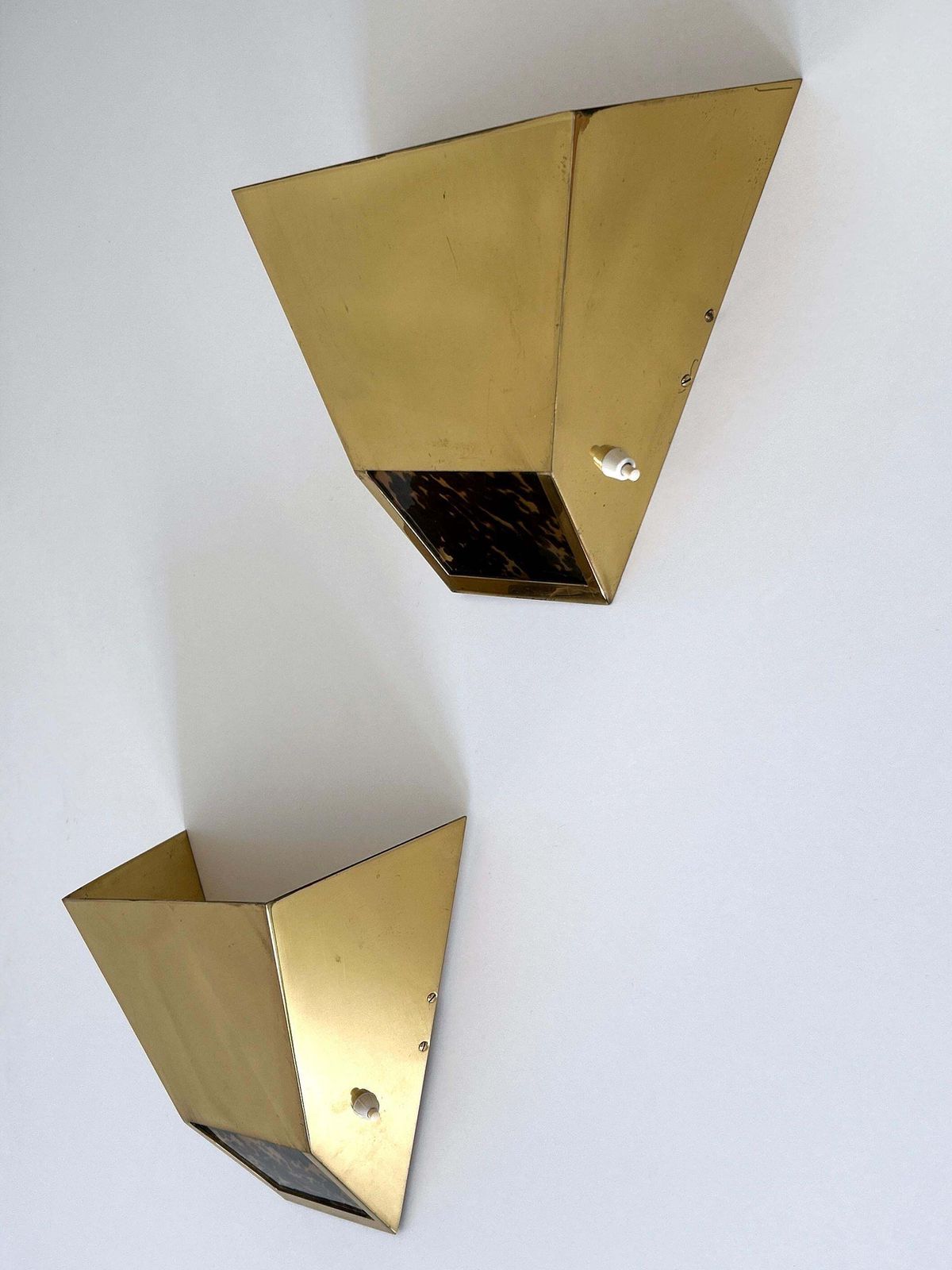 2480.0 Set Of Two Elegant Mid Century Brass Sconces By Vereinigte Werkstätten 1970s photo