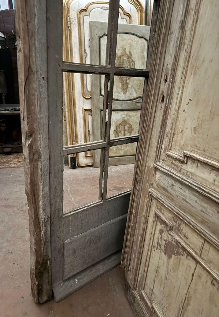 Porta A Vetri In Legno Di Rovere, Due Battenti Con Montanti Laterali, Italia photo Home Fixtures