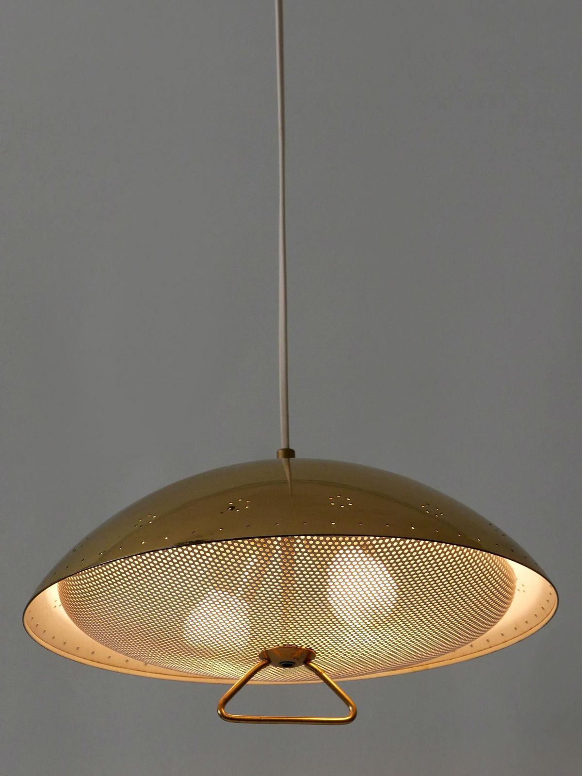 photo furniture Rare & Elegant Mid Century Modern Perforated Metal Pendant Lamp Germany 1950