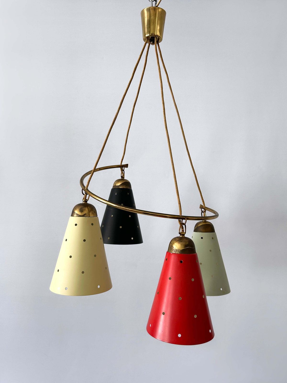 Lovely Four Armed Mid Century Modern Chandelier Or Pendant Light Germany 1950s photo for sale