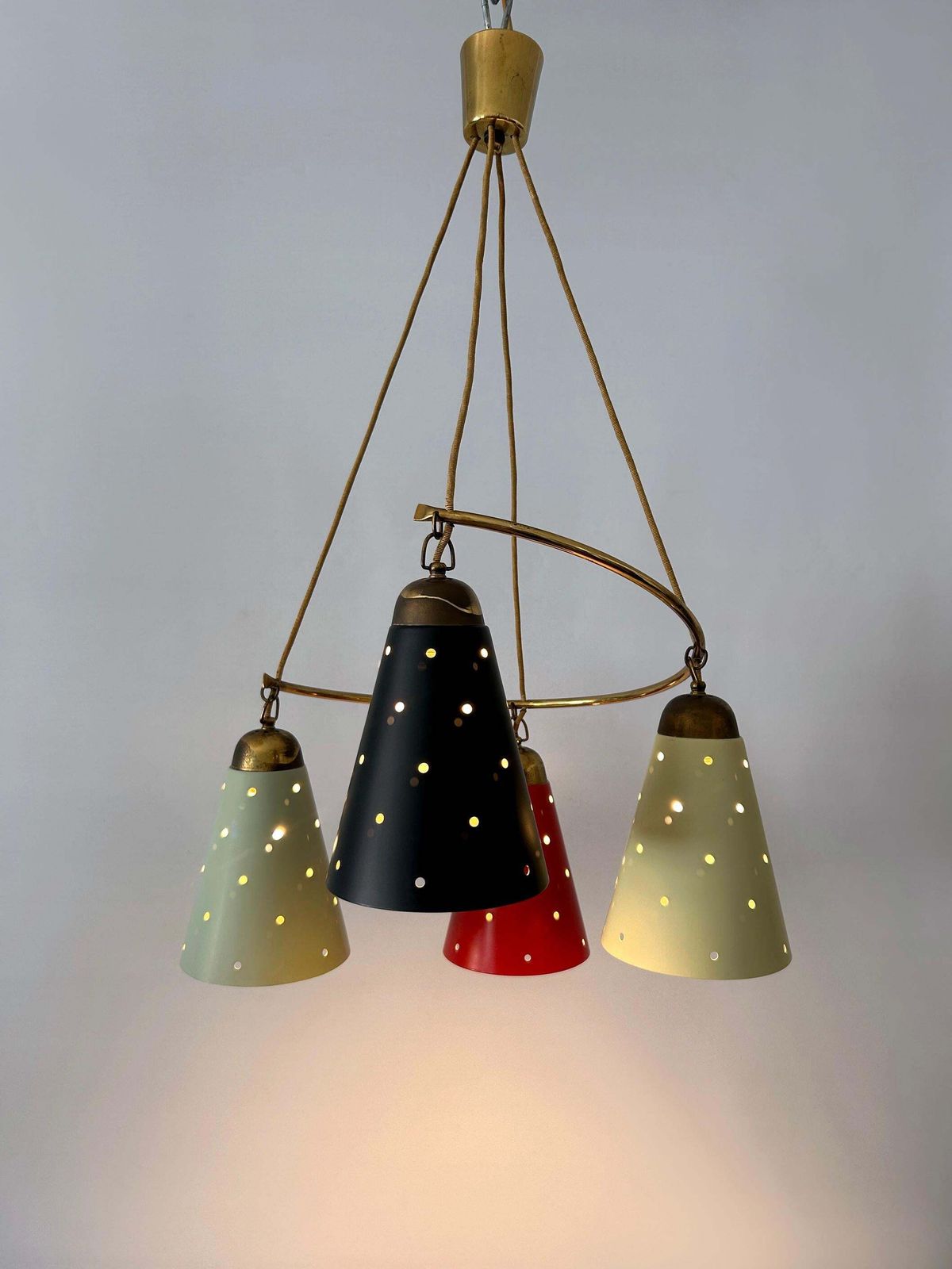 Lovely Four Armed Mid Century Modern Chandelier Or Pendant Light Germany 1950s photo vintage