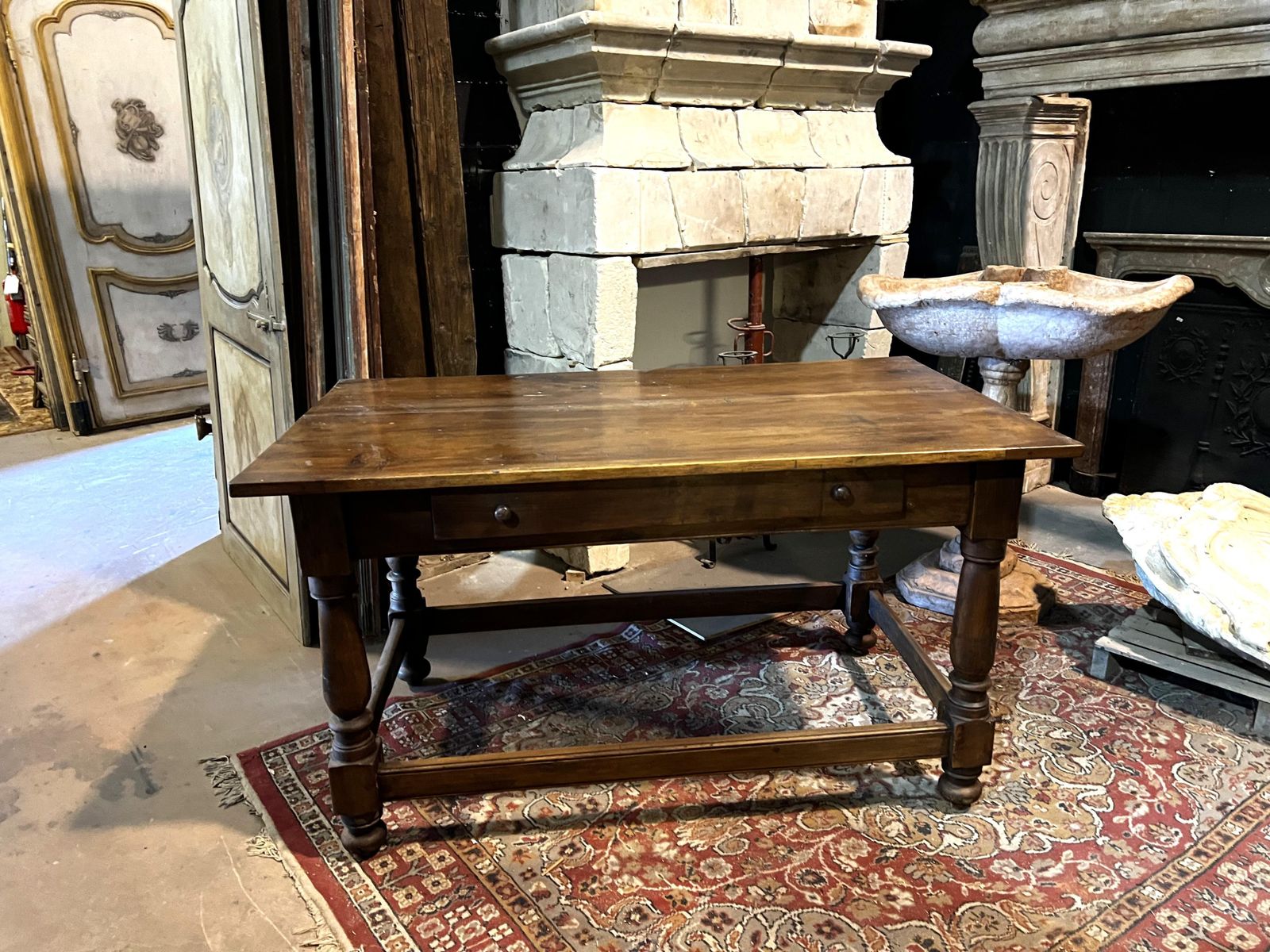 Walnut Table With Chest Of Drawers And Turned Legs, Italy photo 2834.0