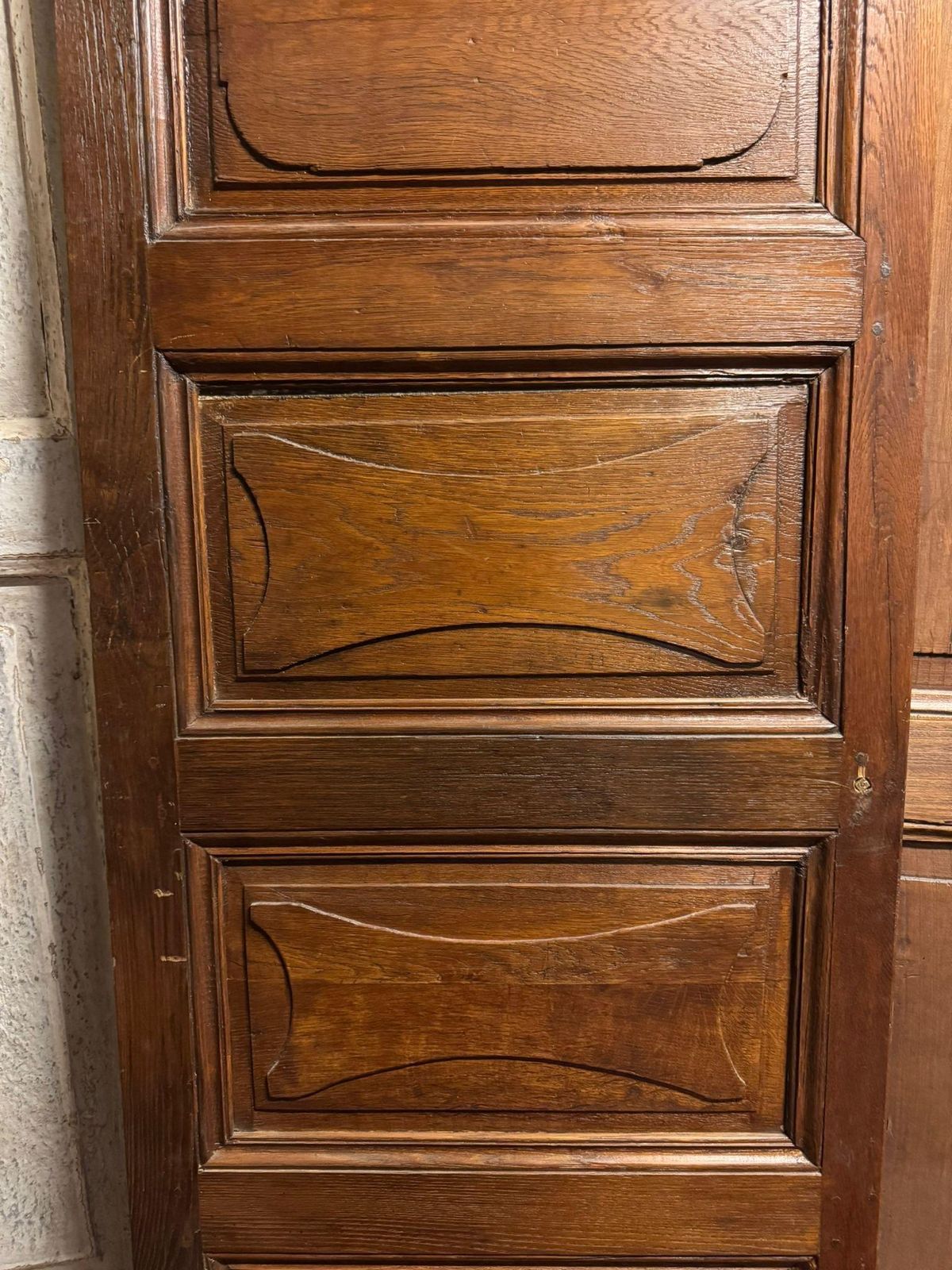 Chestnut Door With Carved Panels, Double Sided And With Original Irons, Italy photo Home Fixtures