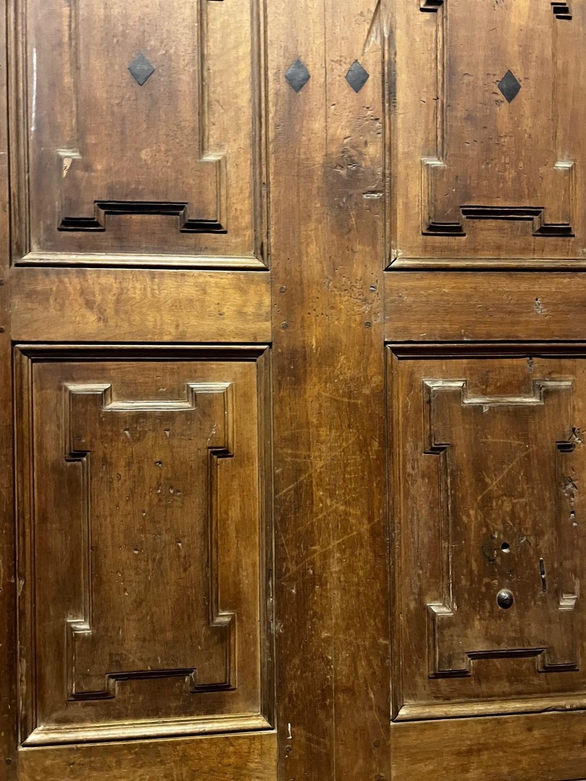One Door Walnut Front Door With Carved Panels photo for sale