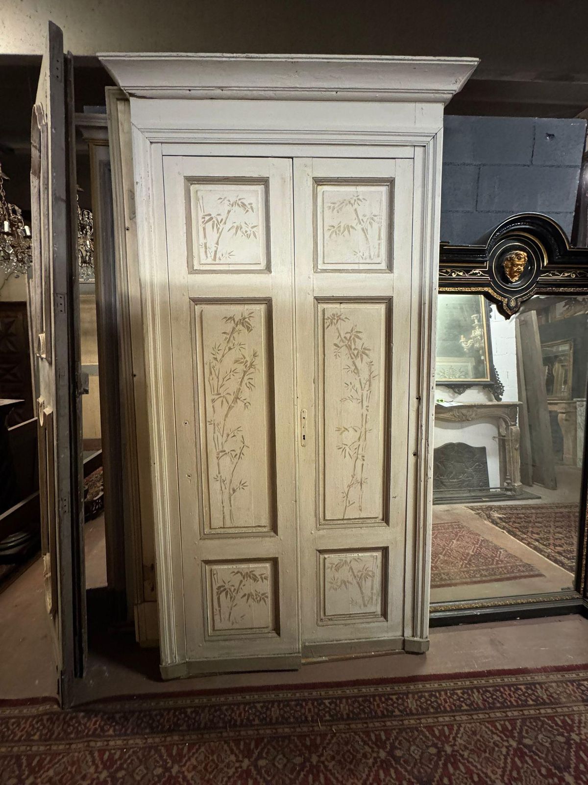 Double Wing Door, Painted With Bamboo Motif And Original Frame, Italy photo furniture