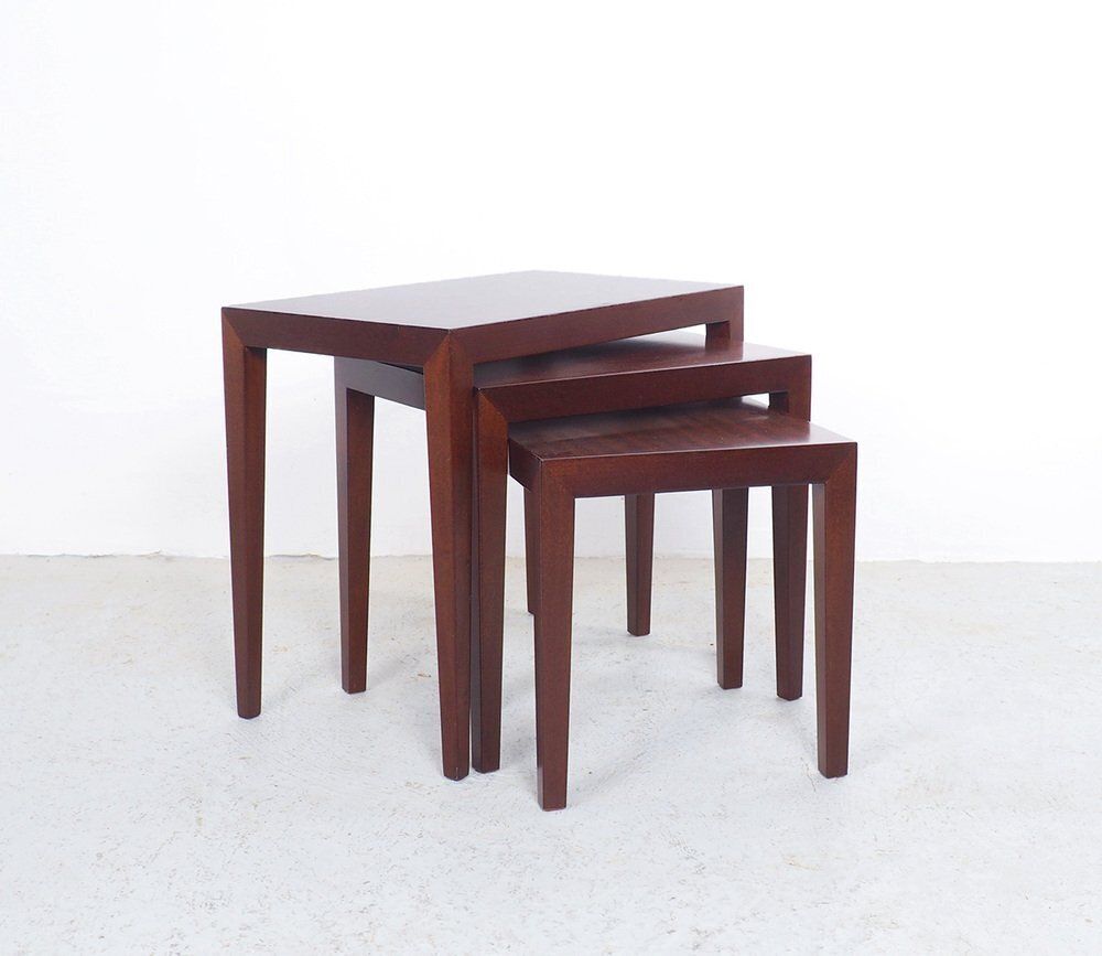 Mahogany Nesting Tables By Severin Hansen For Haslev Møbelsnedkeri, 1960s, Set Of 3 photo Furniture