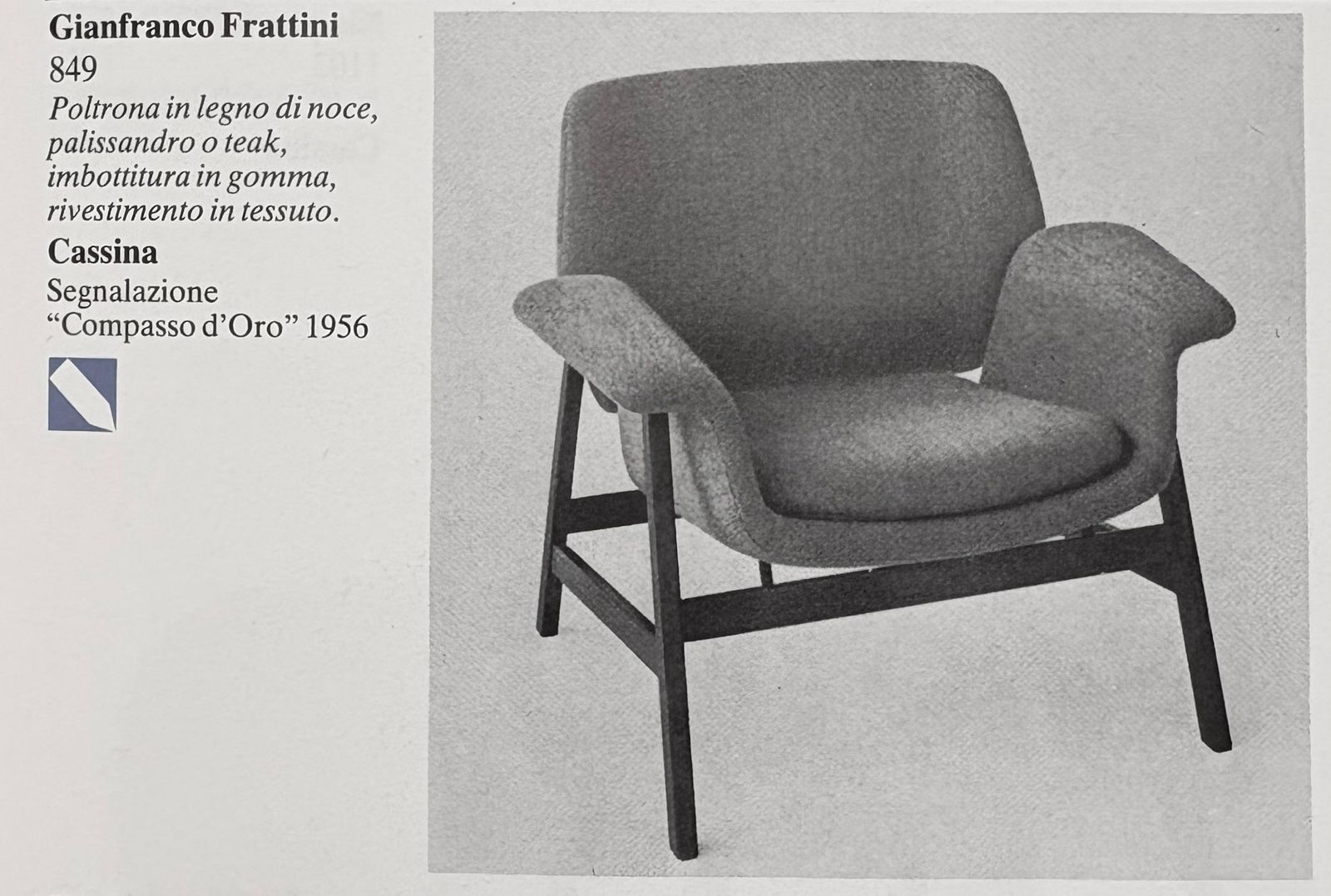 photo vintage Armchairs "849" By Gianfranco Frattini For Cassina, 1950s, Set Of 2