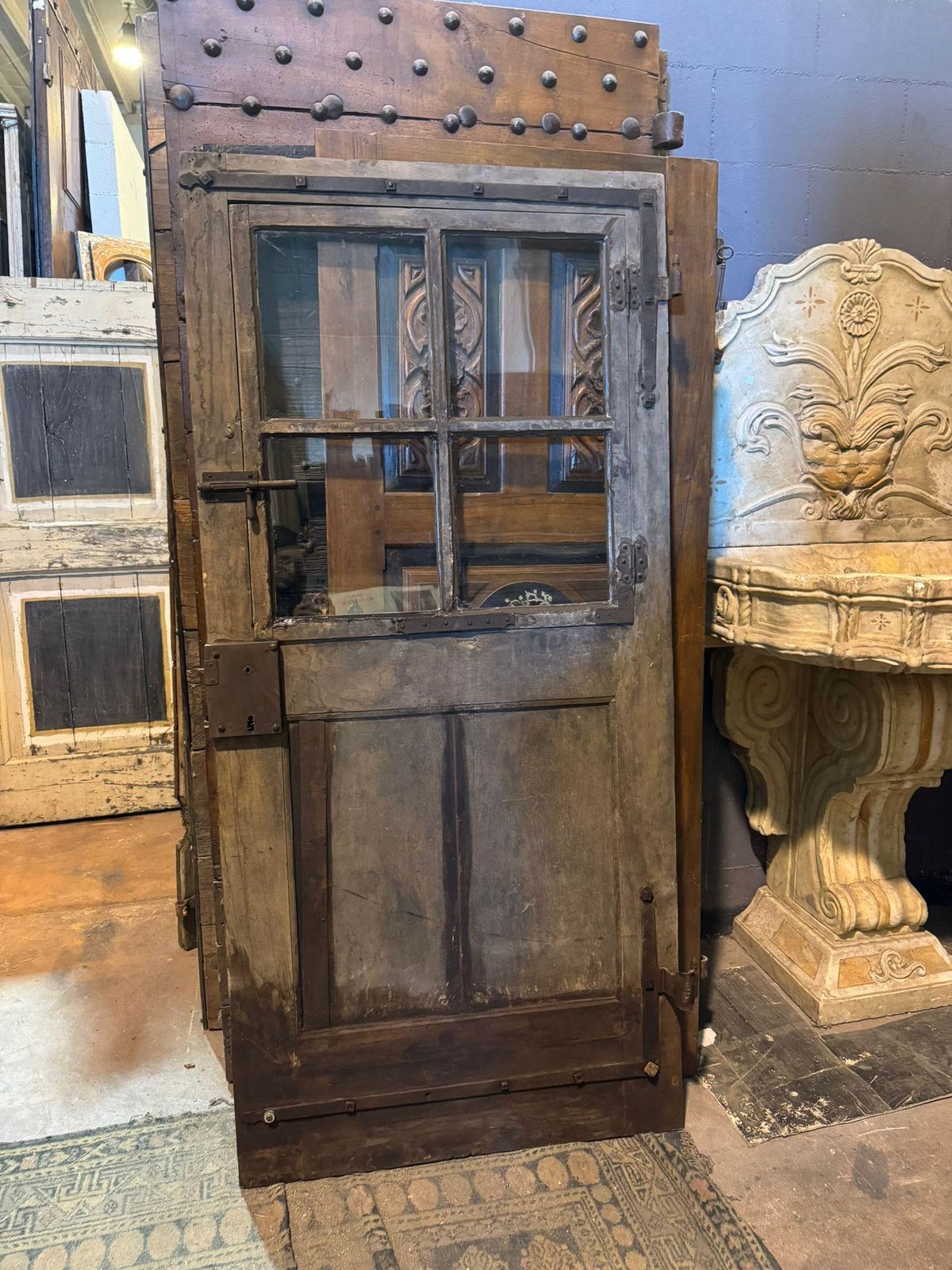 One Wing Glass Door, Walnut Wood With Original Irons, Italy photo vinterior