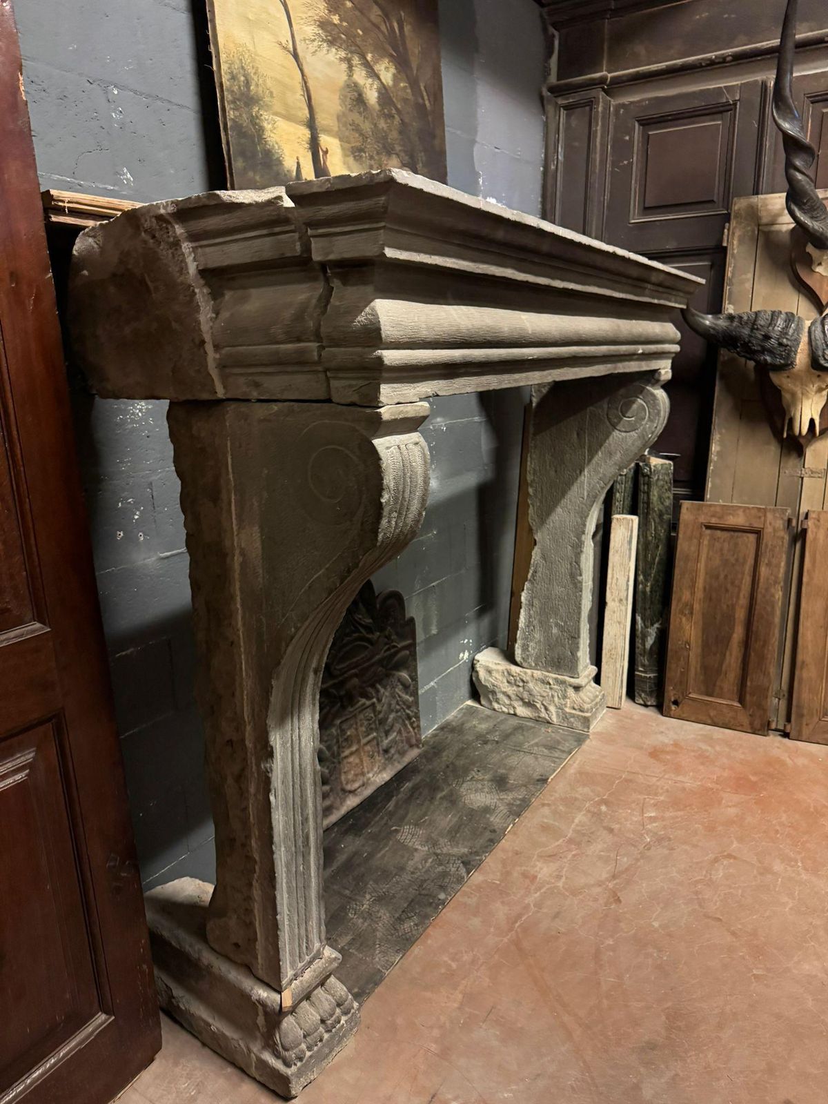 Majestic And Large Chimney Mantle  In Pietra Serena, Italy photo buy