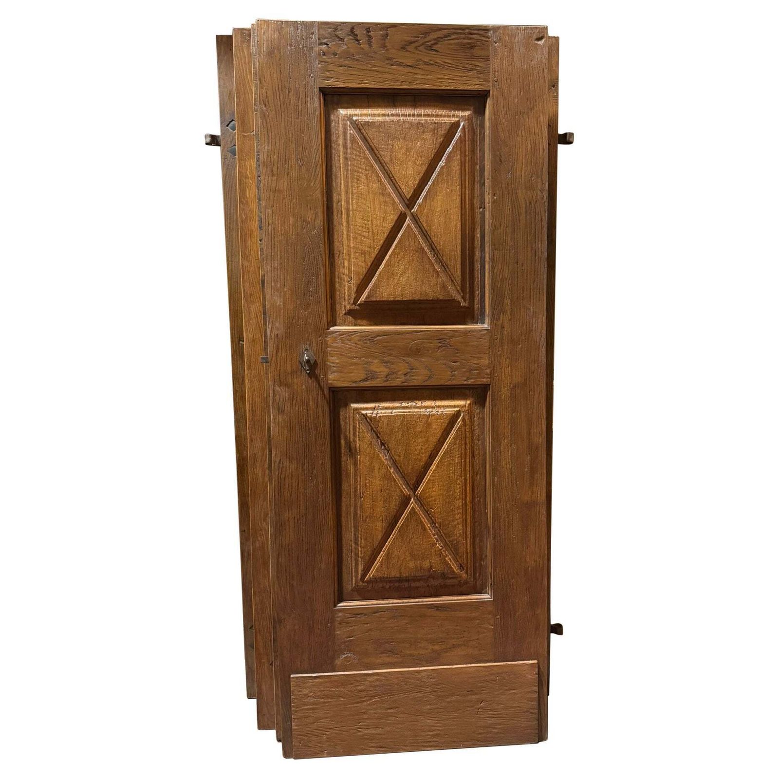 Single Leaf Poplar And Oak Door, Cross Carved, Italy