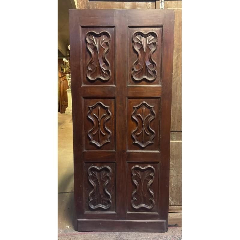 Walnut Entry Door, Single Leaf Main Door With Carved Panels photo furniture